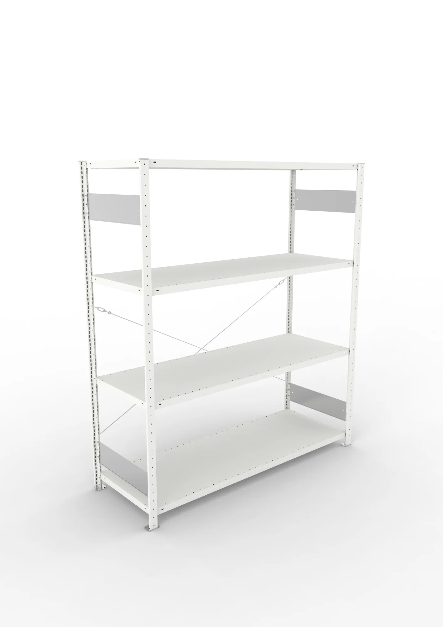 META CLIP S3, Fachbodenregal, Grundregal, 2000 x 1700 x 600 mm, Fachlast 200 kg, 4 Ebenen, RAL 7035 – Ansicht von oben