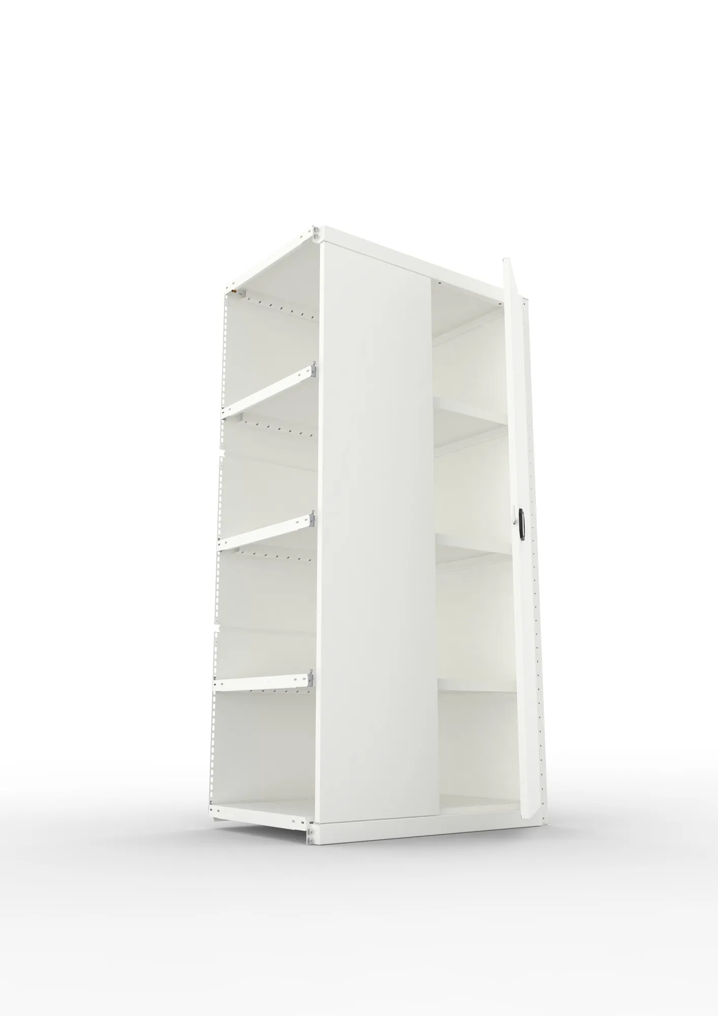 META CLIP, Schrankmodul, Anbauregal, Variante 3, 2000 x 1000 x 600 mm, mit Volltür, RAL 7035 – Ansicht von unten