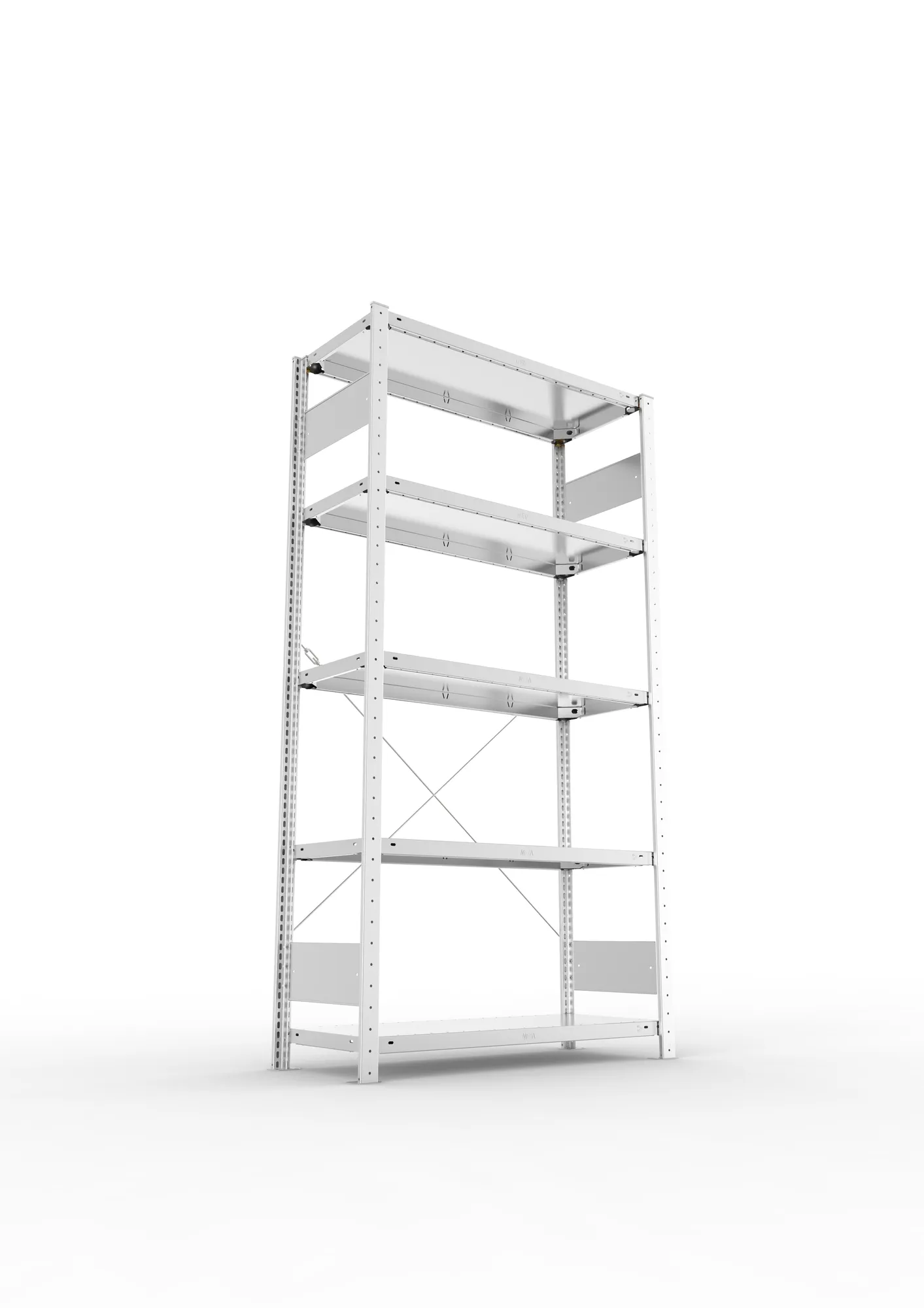 META CLIP S3, Fachbodenregal, Grundregal, 2000 x 1000 x 400 mm, Fachlast 150 kg, 5 Ebenen, verzinkt – Ansicht von unten