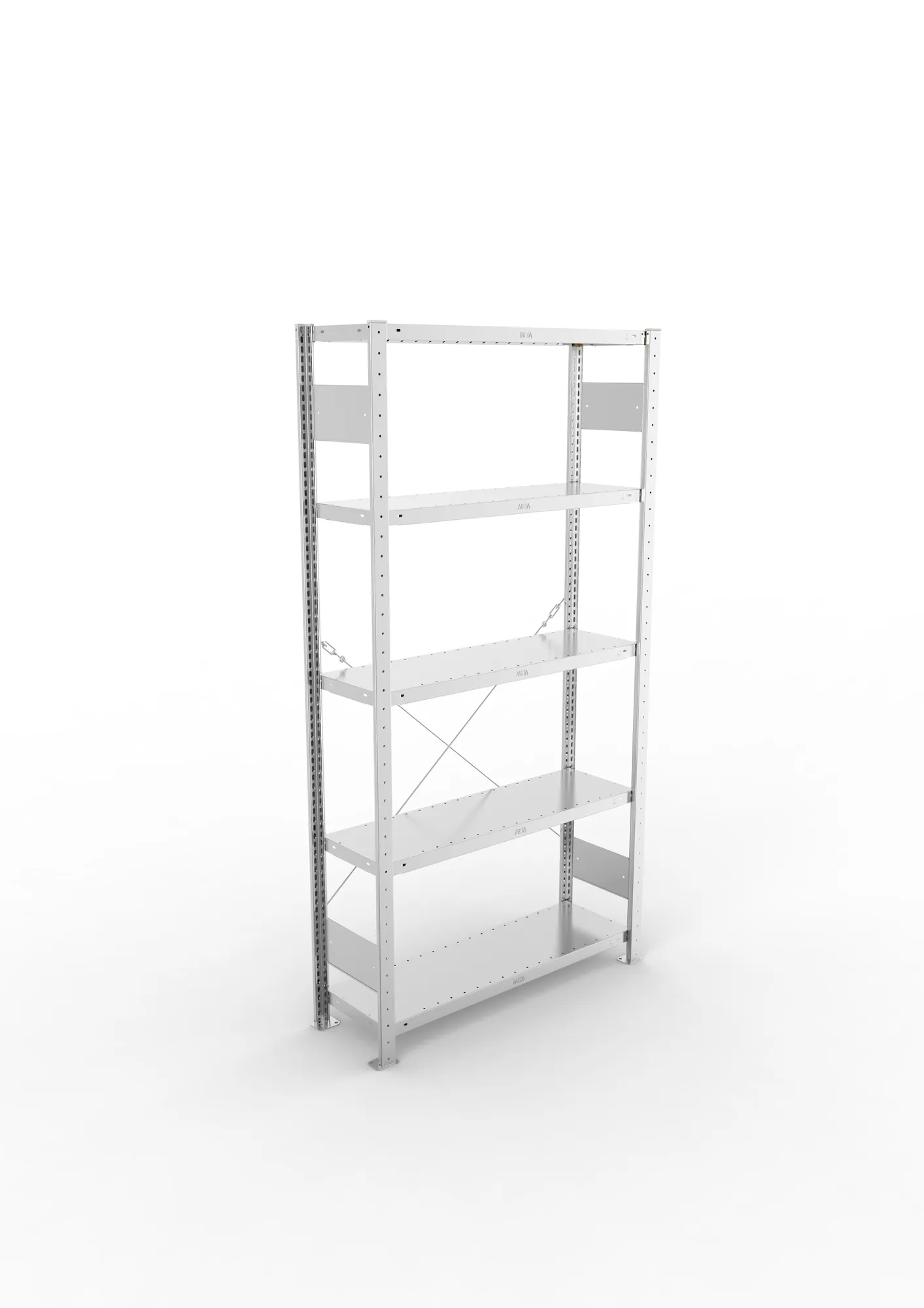 META CLIP, Fachbodenregal, Grundregal, 2000 x 1000 x 300 mm, Fachlast 230 kg, 5 Ebenen, verzinkt – Ansicht von oben