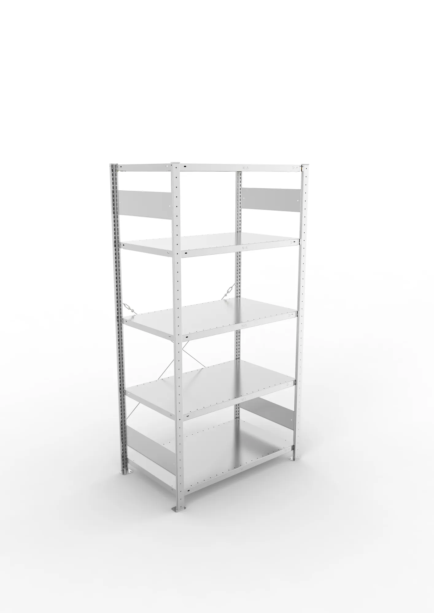 META CLIP, Fachbodenregal, Grundregal, 2000 x 1000 x 600 mm, Fachlast 150 kg, 5 Ebenen, verzinkt – Ansicht von oben