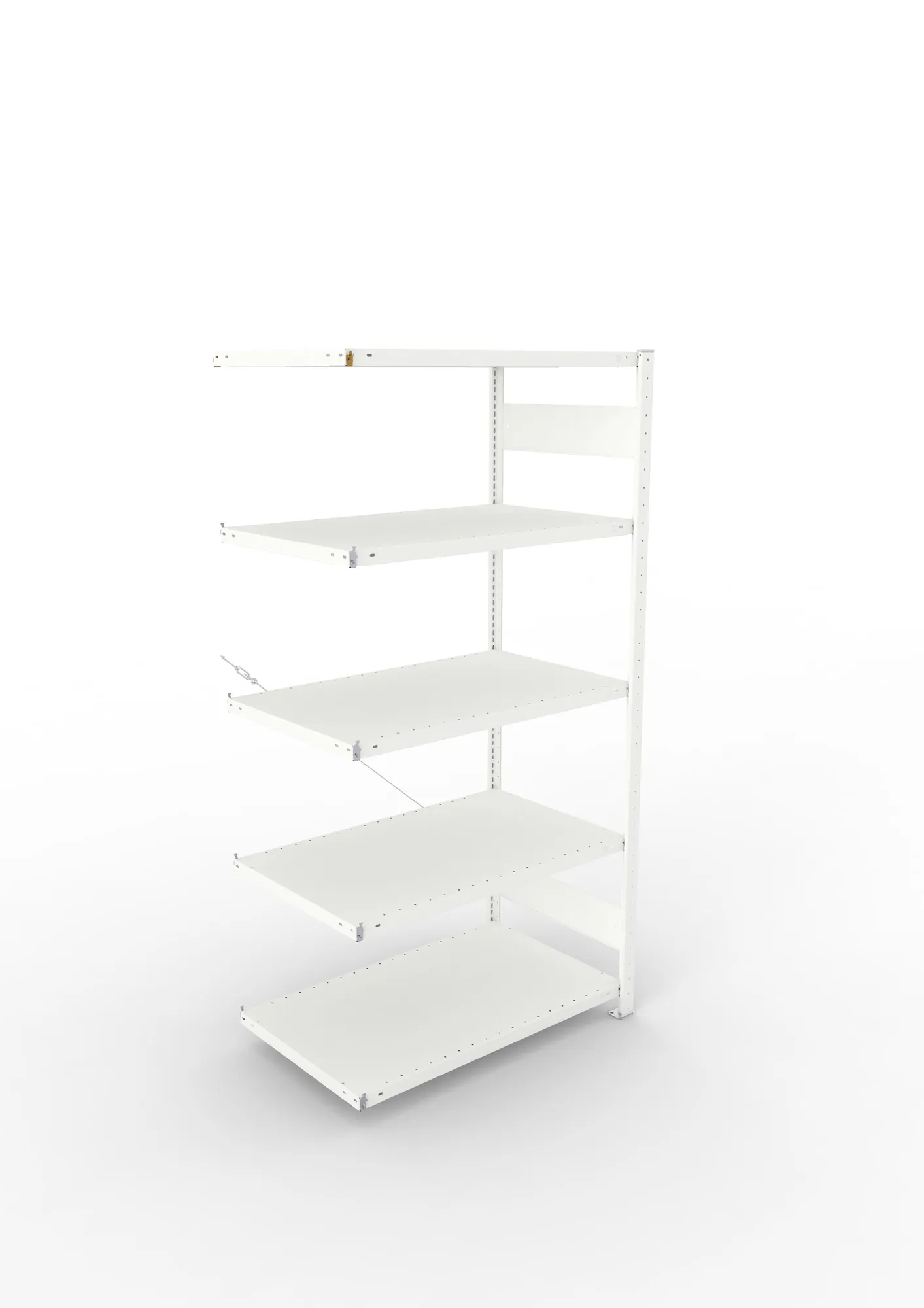 META CLIP, Fachbodenregal, Anbauregal, 2000 x 1000 x 600 mm, Fachlast 330 kg, 5 Ebenen, RAL 7035 – Ansicht von oben