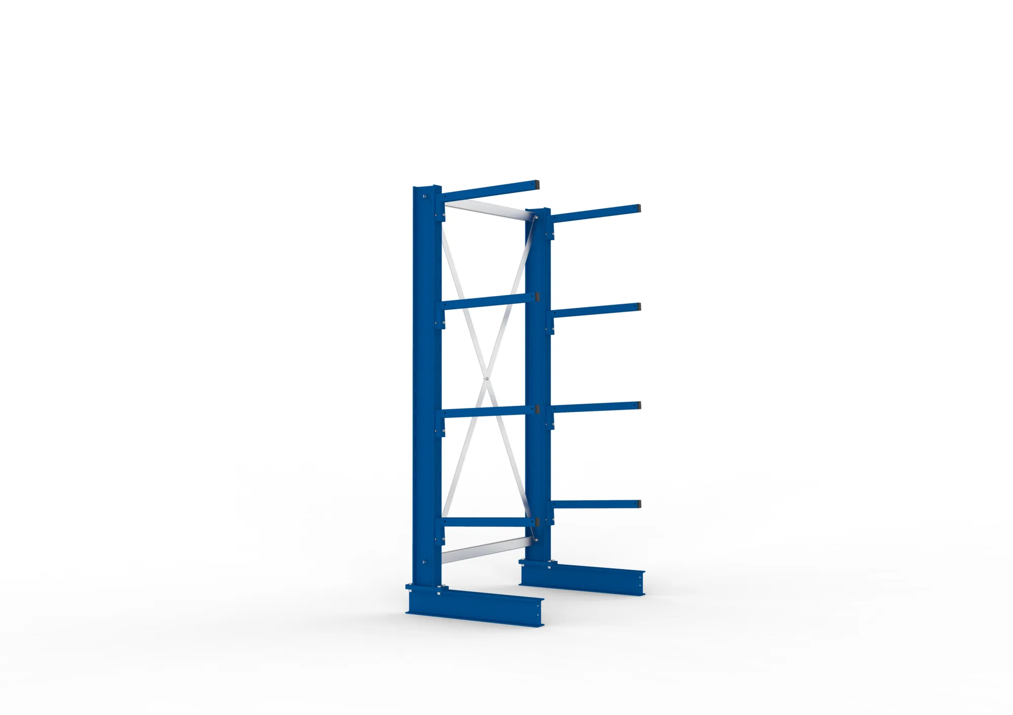 META MULTISTRONG L, Kragarmregal, Grundregal, 2000 x 1000 x 500 mm, Armlast 175 kg, einseitig, 4+1 Ebenen – Seitenansicht