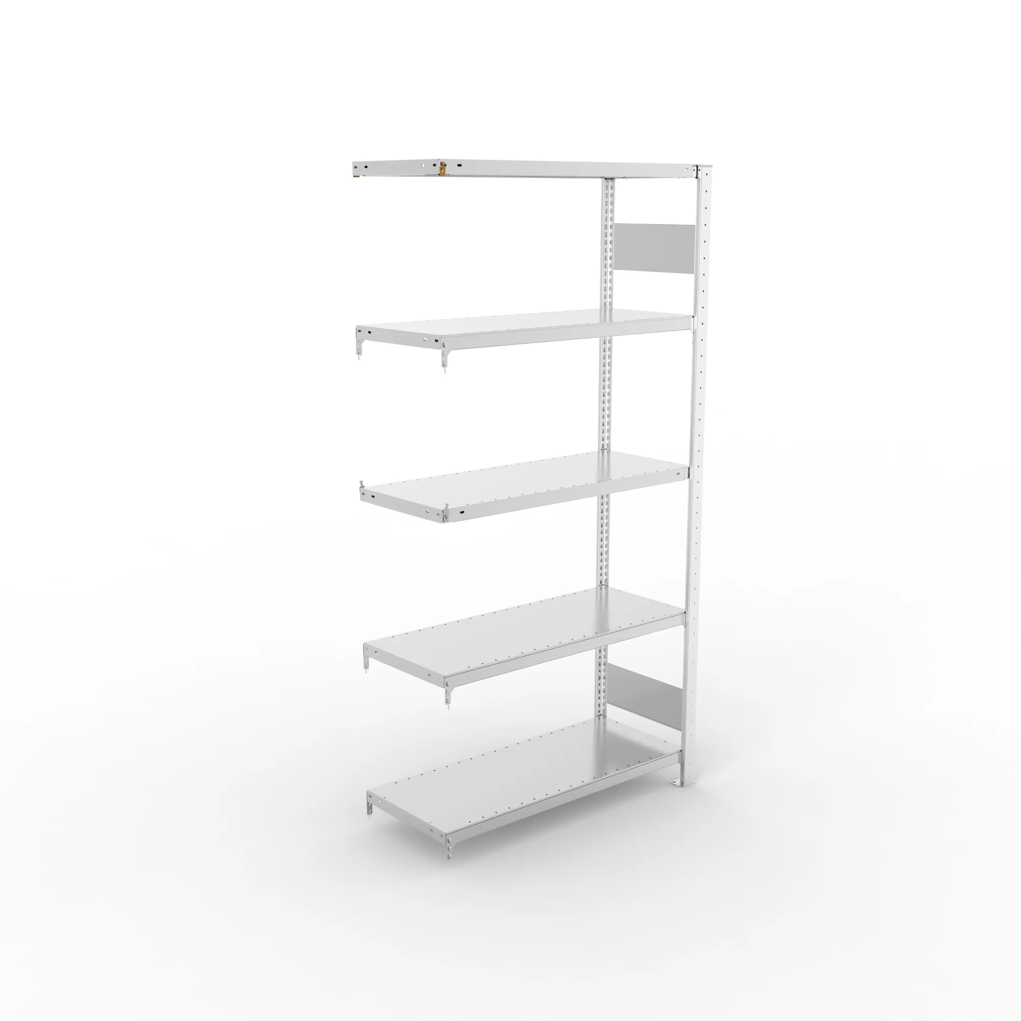 META CLIP S3, Fachbodenregal, Anbauregal, 2000 x 1000 x 400 mm, Fachlast 230 kg, 5 Ebenen, Längsriegel, verzinkt – Ansicht von oben