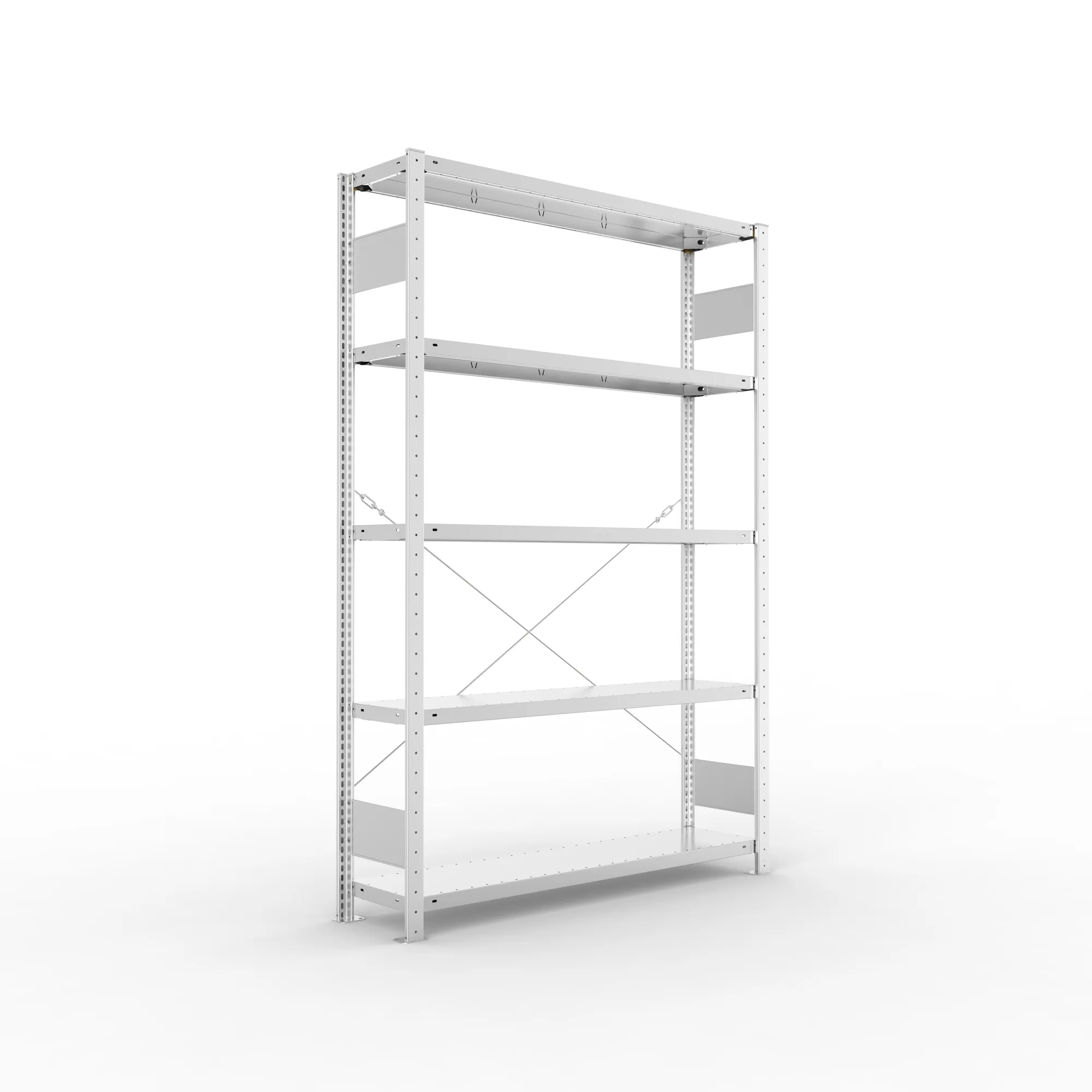 META CLIP S3, Fachbodenregal, Grundregal, 2000 x 1300 x 300 mm, Fachlast 230 kg, 5 Ebenen, verzinkt – Ansicht in Blickhöhe