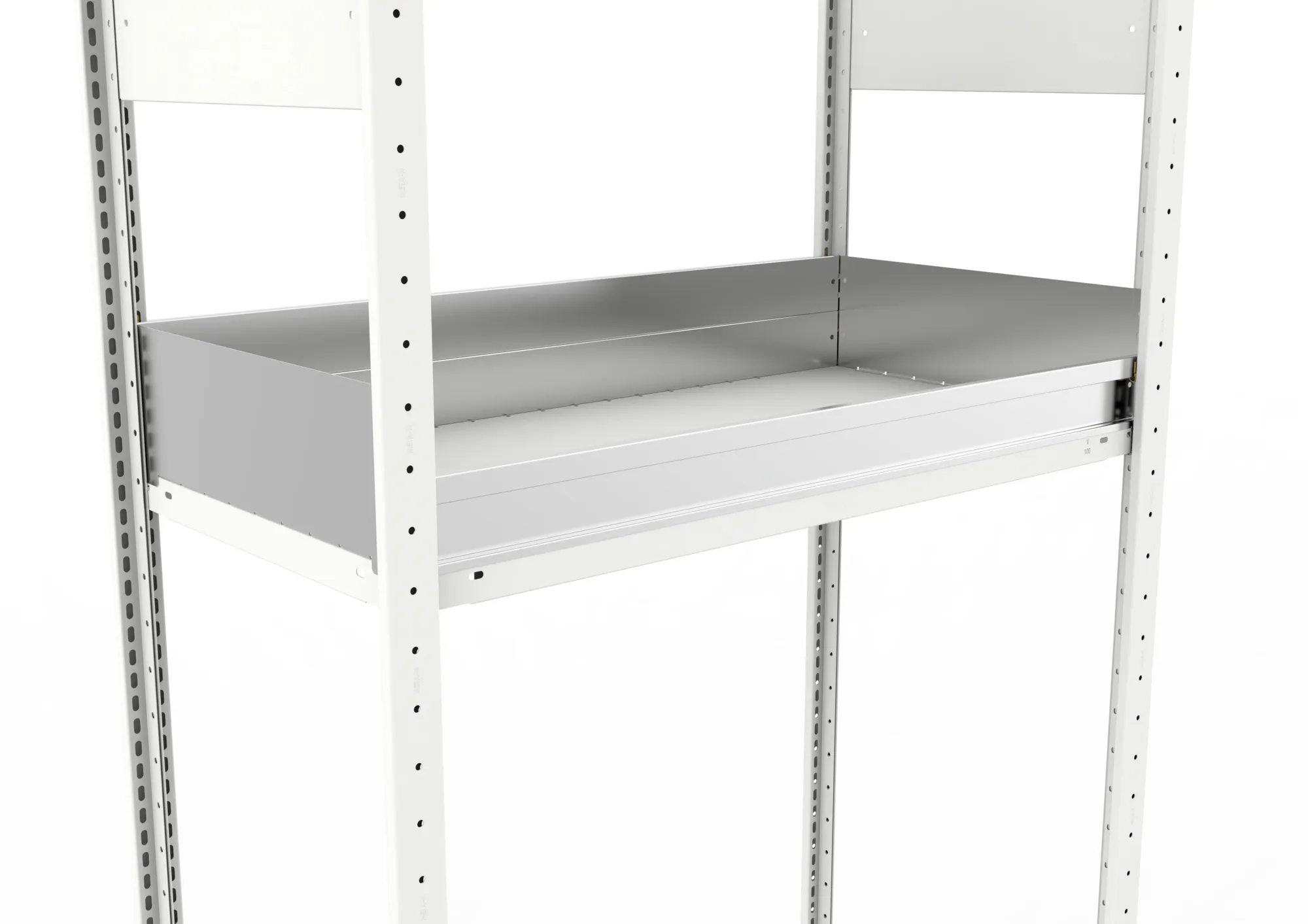 META CLIP, Schüttgutmulde, 1000 x 500 mm, verzinkt – im eingebauten Zustand