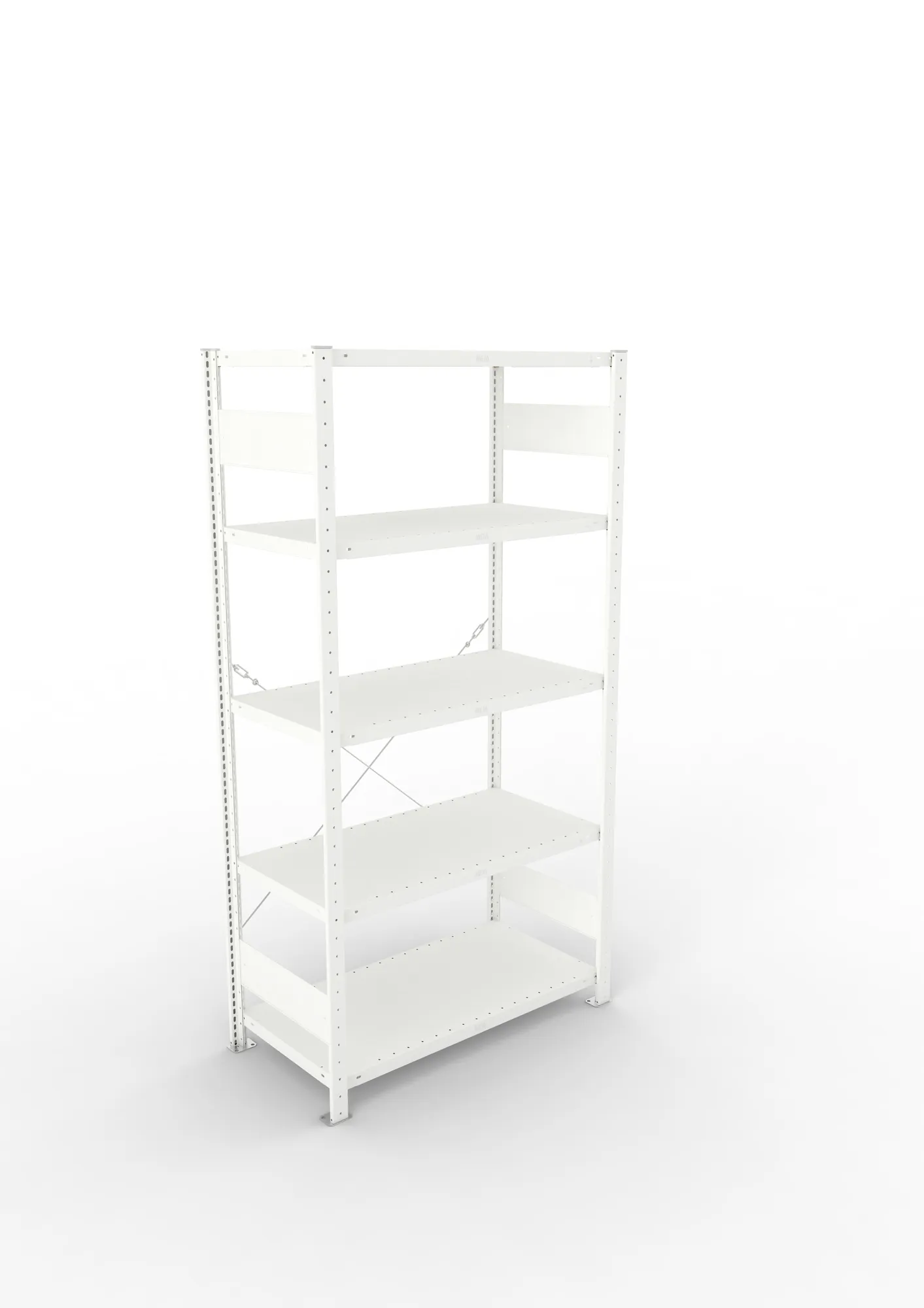 META CLIP, Fachbodenregal, Grundregal, 2000 x 1000 x 500 mm, Fachlast 230 kg, 5 Ebenen, RAL 7035 – Ansicht von oben