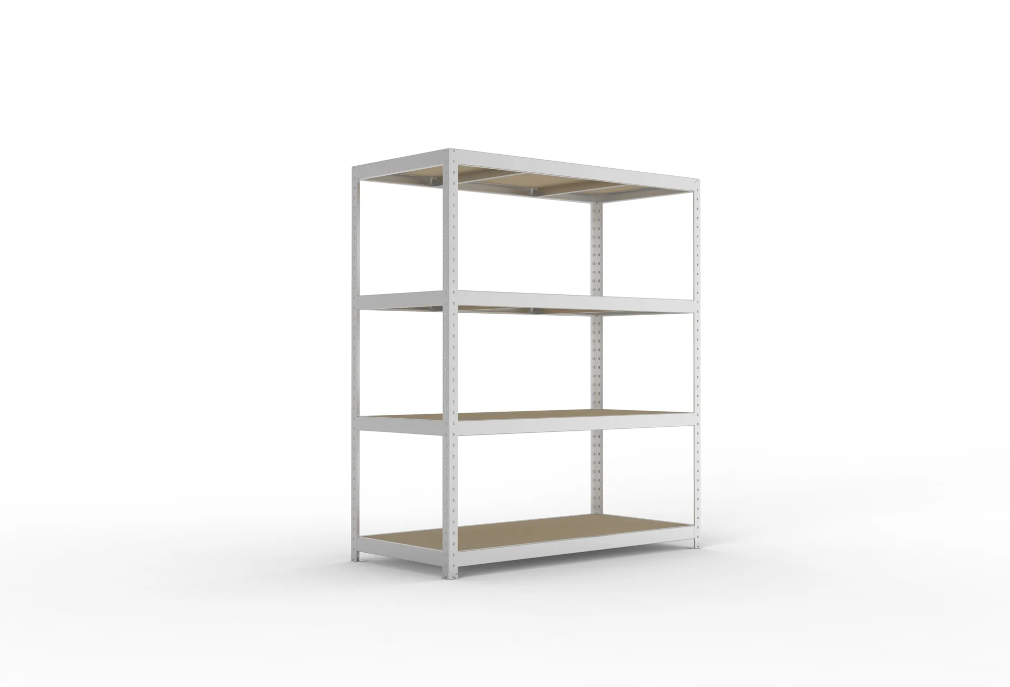 META SPEED-RACK, Weitspannregal, 1970 x 1700 x 800 mm, Fachlast 500 kg, Spanplattenböden, 4 Ebenen – Ansicht in Blickhöhe