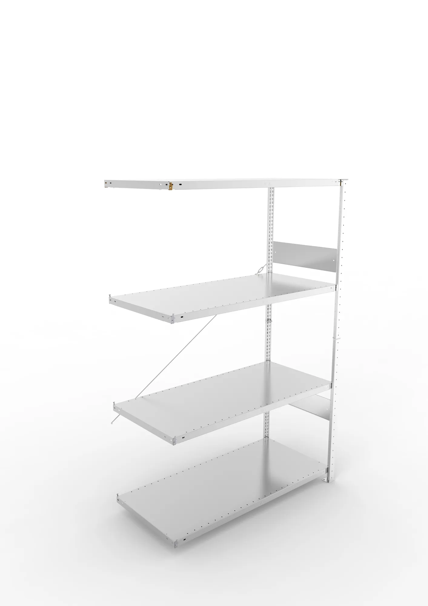 META CLIP SPLIT, Fachbodenregal, Anbauregal, 2000 x 1300 x 600 mm, Fachlast 150 kg, 4 Ebenen, verzinkt – Ansicht von oben