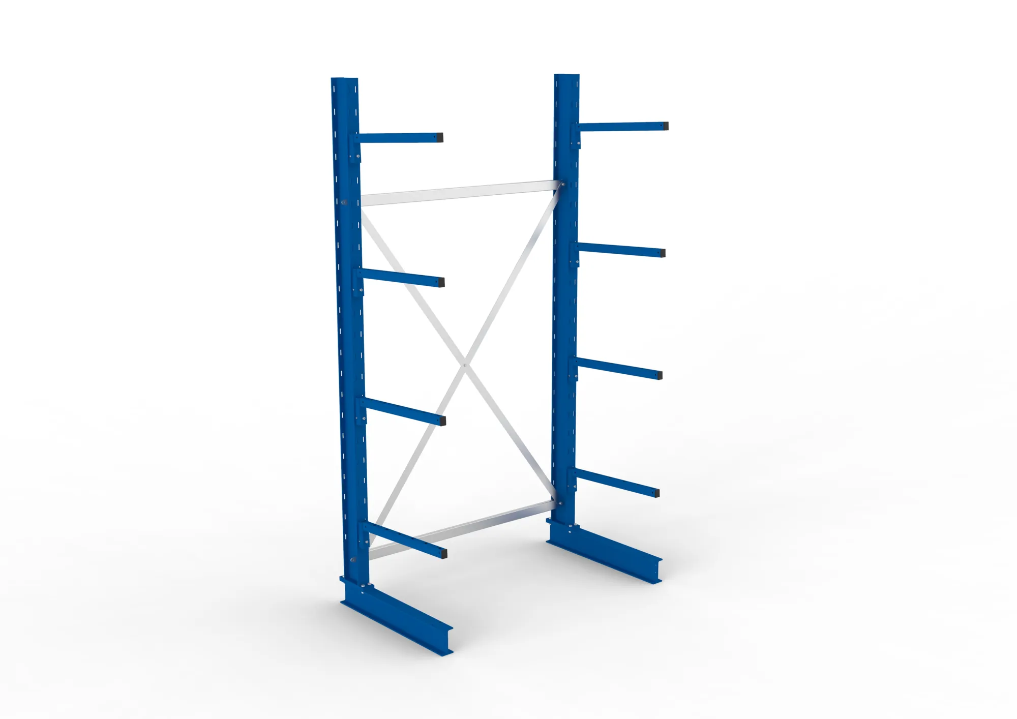META MULTISTRONG L, Kragarmregal, Grundregal, 2500 x 1300 x 600 mm, Armlast 140 kg, einseitig, 4+1 Ebenen – Ansicht von oben