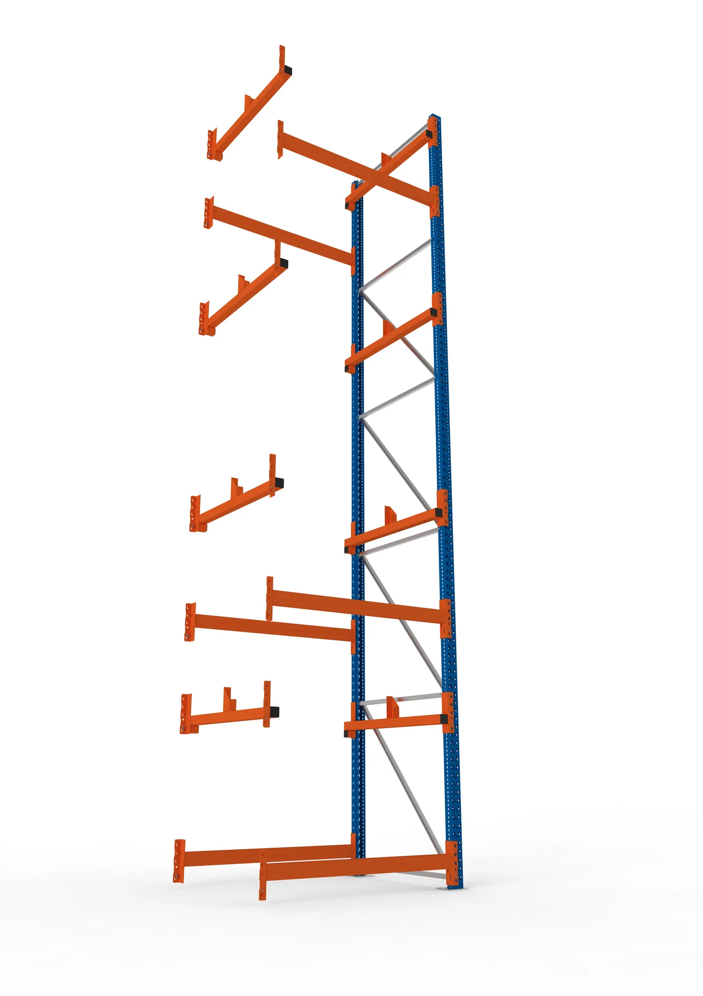 META MULTIPAL, Kabeltrommelregal, Anbauregal, 5500 x 1300 x 1100 mm, Feldlast 5500 kg, 2 Ebenen, Typ 1, RAL 5010 – Ansicht von unten