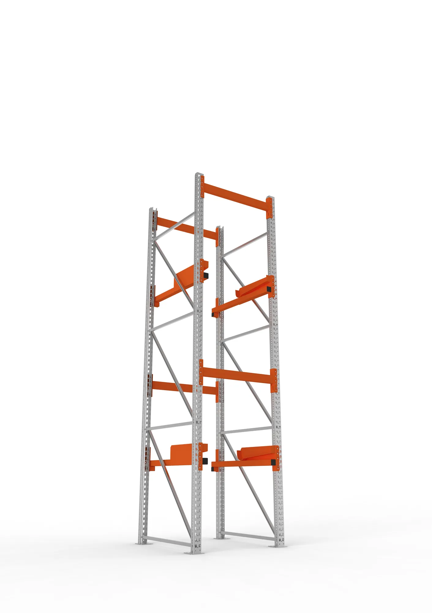 META MULTIPAL, Kabeltrommelregal, Grundregal, 3800 x 900 x 1100 mm, Feldlast 4000 kg, 2 Ebenen, Typ 2, verzinkt – Ansicht von unten