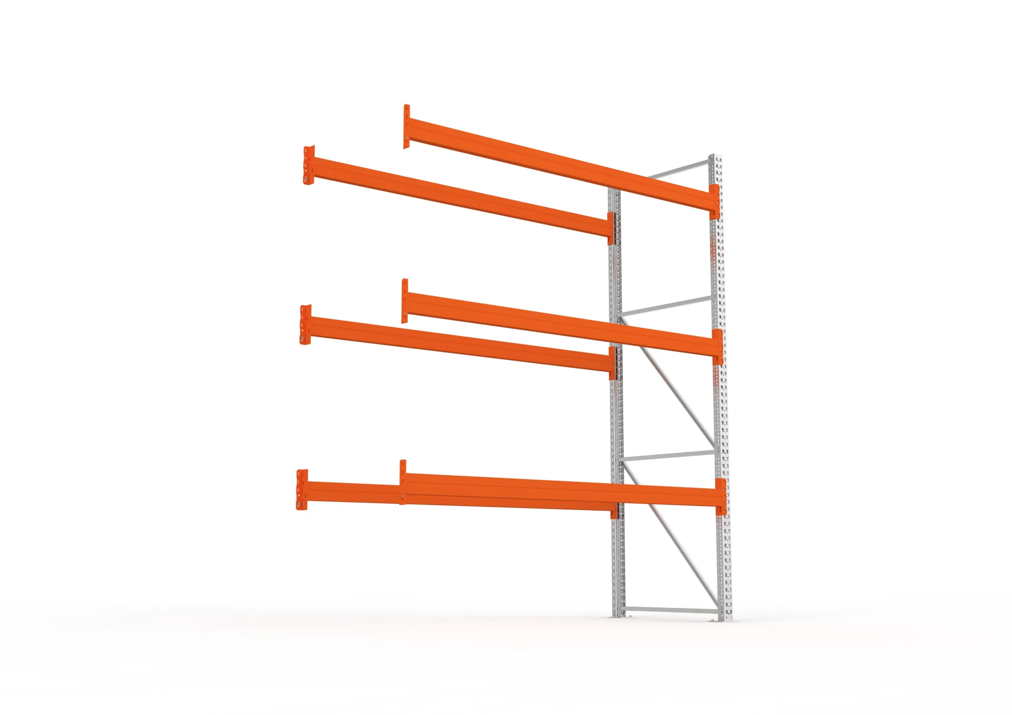META MULTIPAL, Palettenregal, Anbauregal, 3300 x 2700 x 1100 mm, Fachlast 980 kg, 4 Ebenen, 12 Paletten, verzinkt – Ansicht von unten