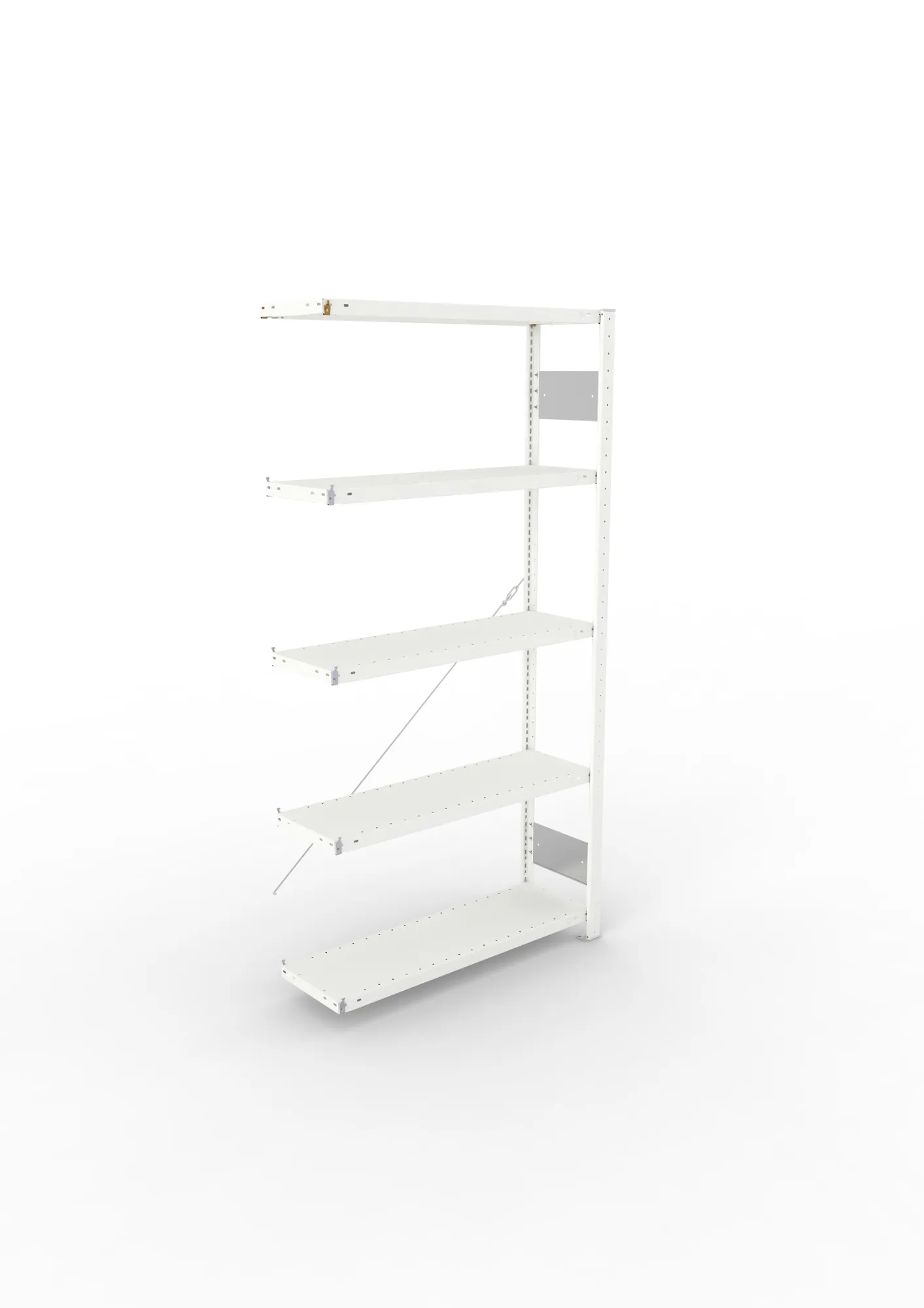 META CLIP S3, Fachbodenregal, Anbauregal, 2000 x 1000 x 300 mm, Fachlast 150 kg, 5 Ebenen, RAL 7035 – Ansicht von oben