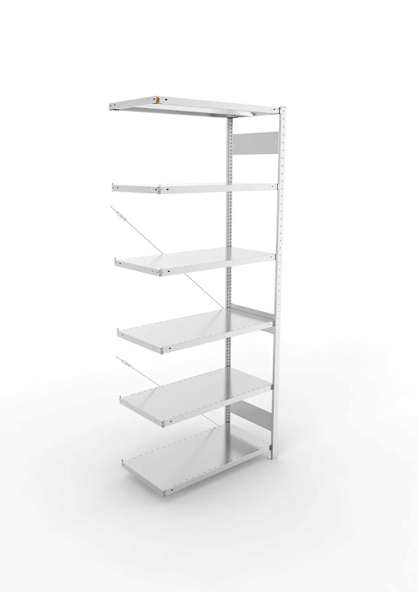 META CLIP, Fachbodenregal, Anbauregal, 2500 x 1000 x 500 mm, Fachlast 330 kg, 6 Ebenen, verzinkt – Ansicht von oben