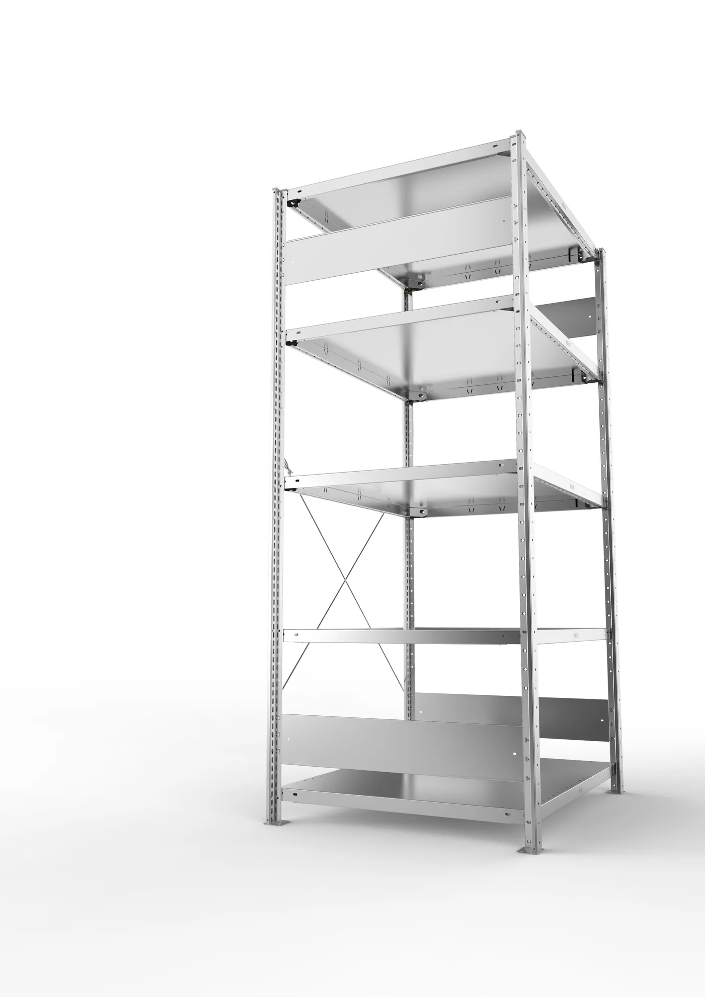 META CLIP S3, Fachbodenregal, Grundregal, 2000 x 1000 x 800 mm, Fachlast 230 kg, 5 Ebenen, verzinkt – Seitenansicht