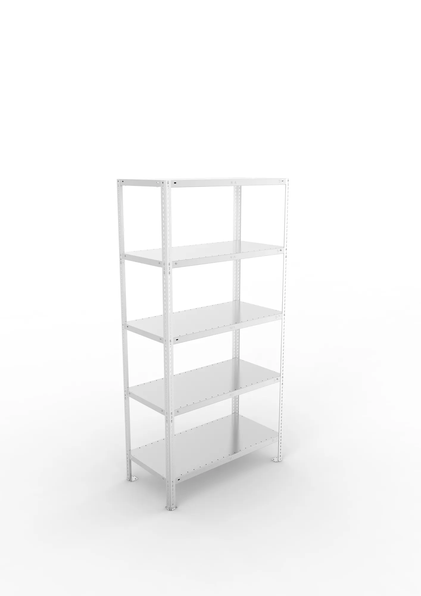 META FIX, Fachbodenregal, Grundregal, 2000 x 1000 x 500 mm, Fachlast 150 kg, 5 Ebenen, verzinkt – Ansicht von oben