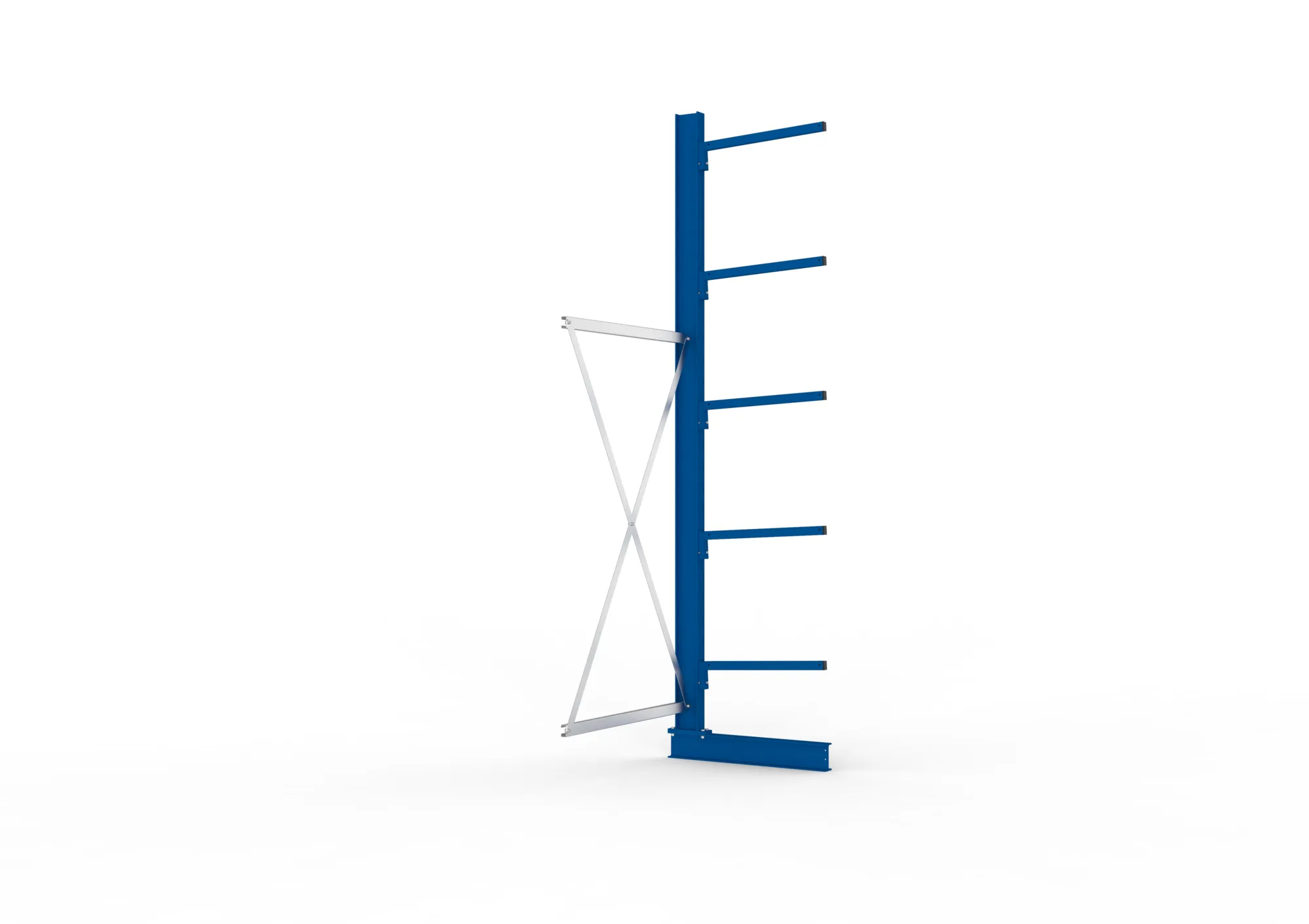 META MULTISTRONG L, Kragarmregal, Anbauregal, 3000 x 1000 x 600 mm, Armlast 140 kg, einseitig, 5+1 Ebenen – Seitenansicht