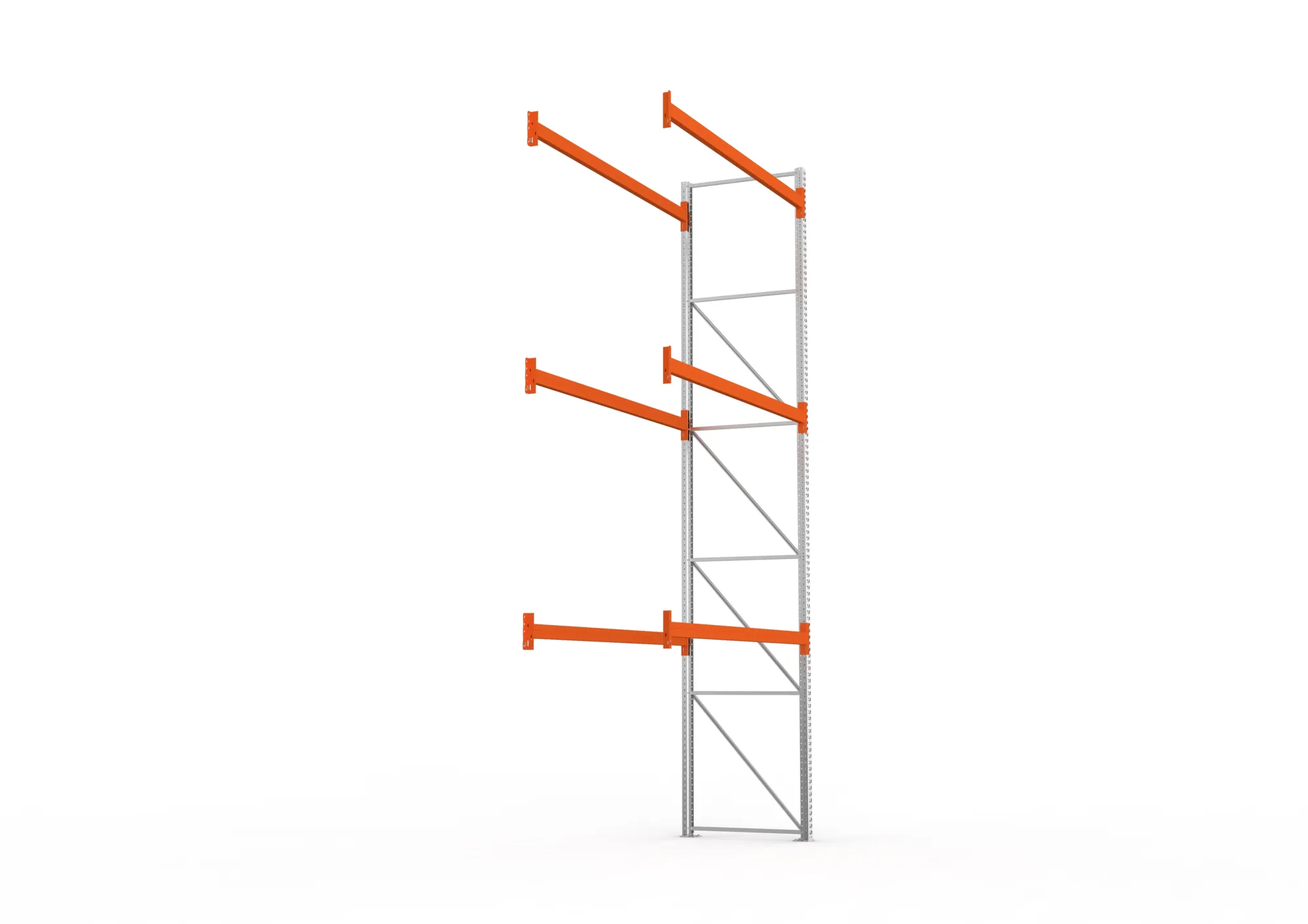 META MULTIPAL, Palettenregal, Anbauregal, 5500 x 2700 x 1100 mm, Fachlast 770 kg, 4 Ebenen, 12 Paletten, verzinkt – Seitenansicht