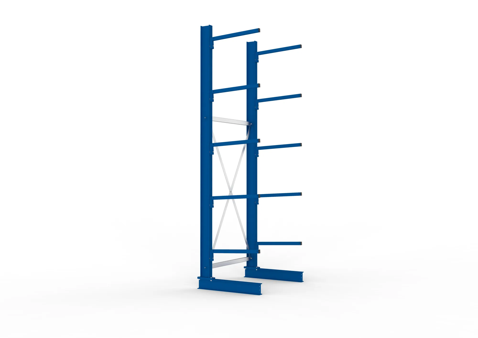 META MULTISTRONG L, Kragarmregal, Grundregal, 3000 x 1000 x 600 mm, Armlast 140 kg, einseitig, 5+1 Ebenen – Seitenansicht