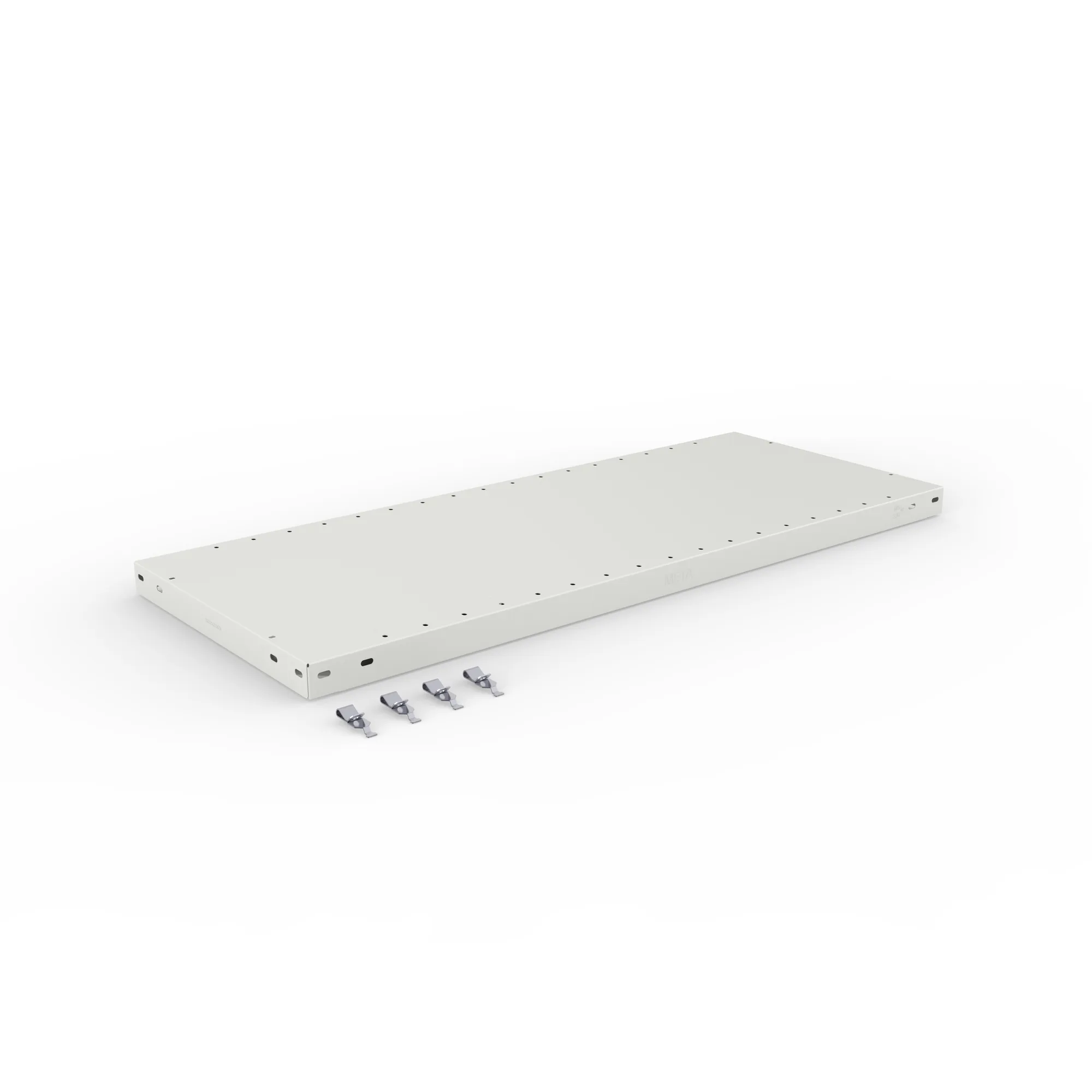 META CLIP, Zusatz-Fachboden, 1000 x 400 mm, 330 kg, RAL 7035 – Ansicht in Blickhöhe