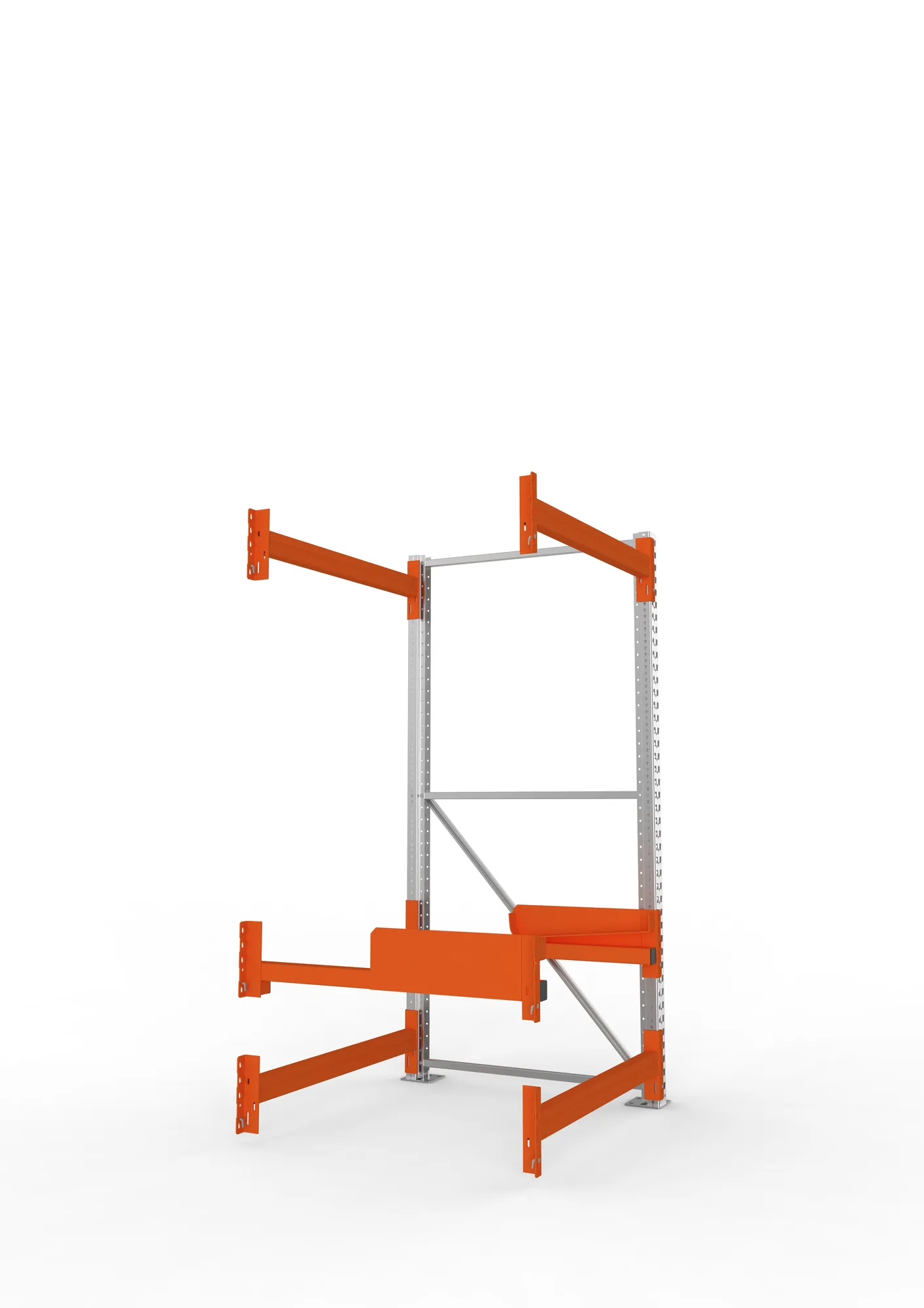 META MULTIPAL, Kabeltrommelregal, Anbauregal, 2200 x 1100 x 1100 mm, Feldlast 4000 kg, 2 Ebenen, Typ 2, verzinkt – Seitenansicht