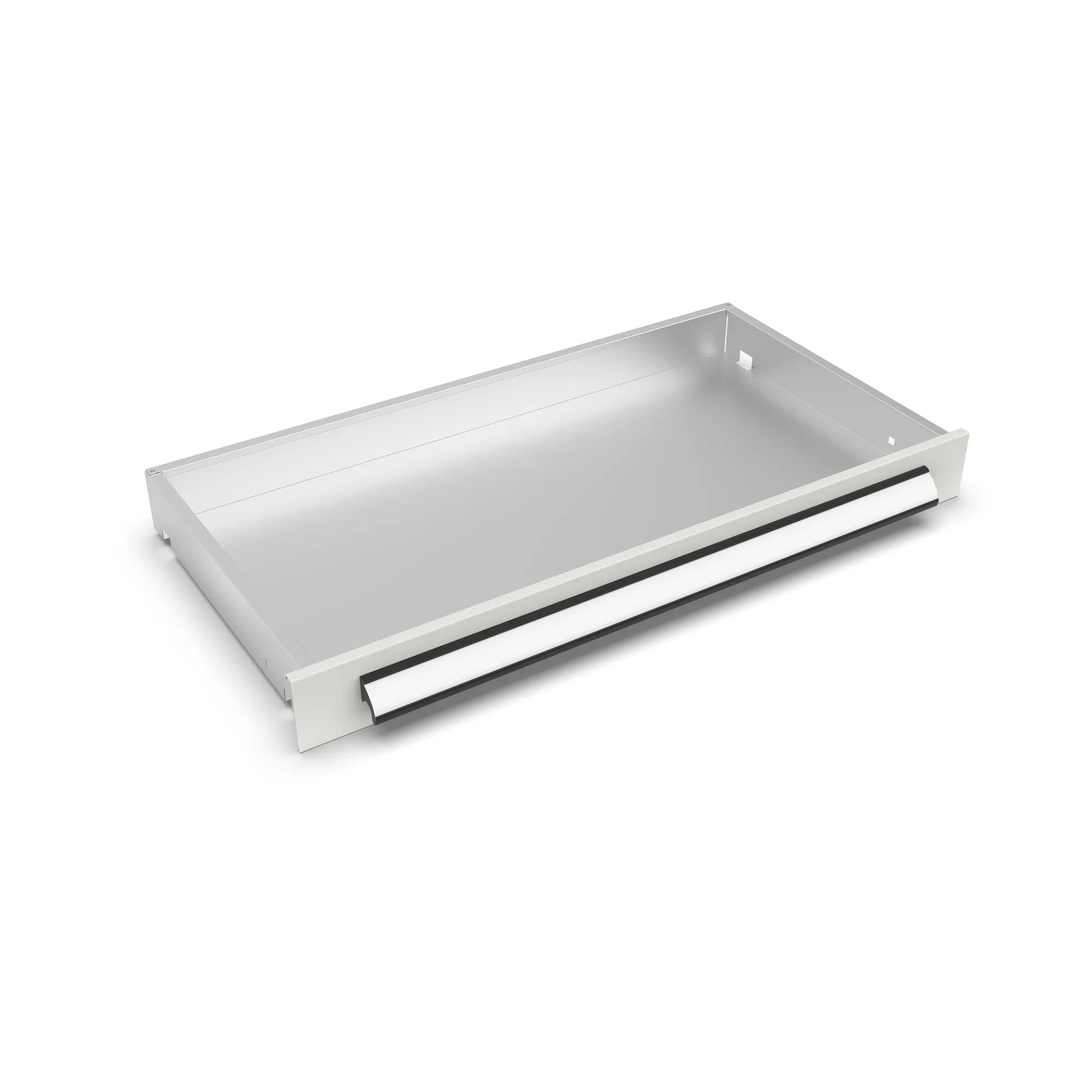 META CLIP, Schublade basic, 100 x 500 mm, RAL 7035 – Ansicht in Blickhöhe