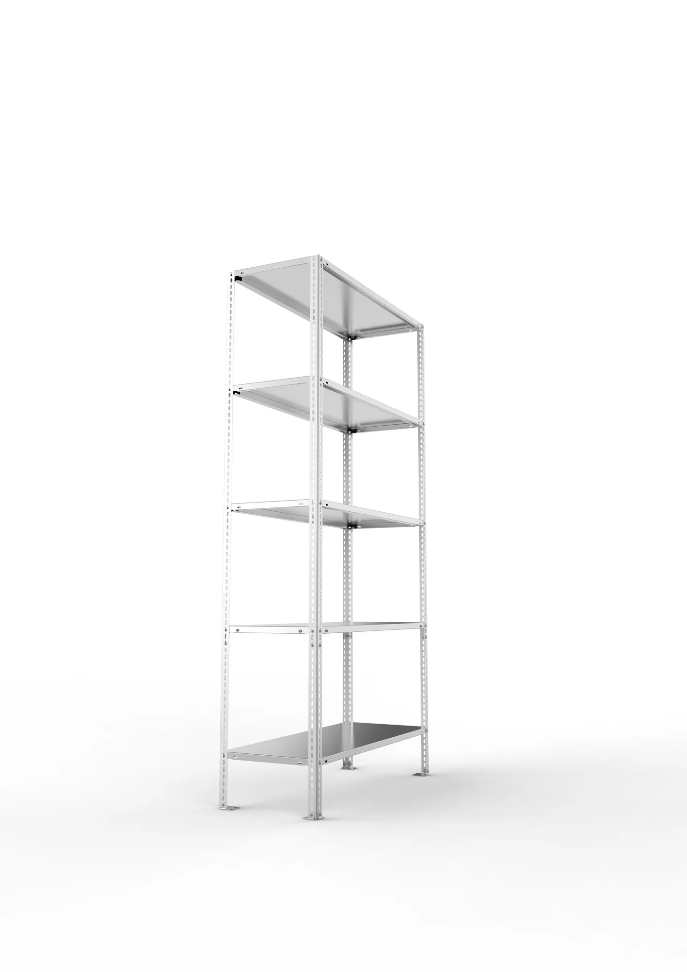 META FIX, Fachbodenregal, Grundregal, 2000 x 1000 x 400 mm, Fachlast 80 kg, 5 Ebenen, verzinkt – Seitenansicht
