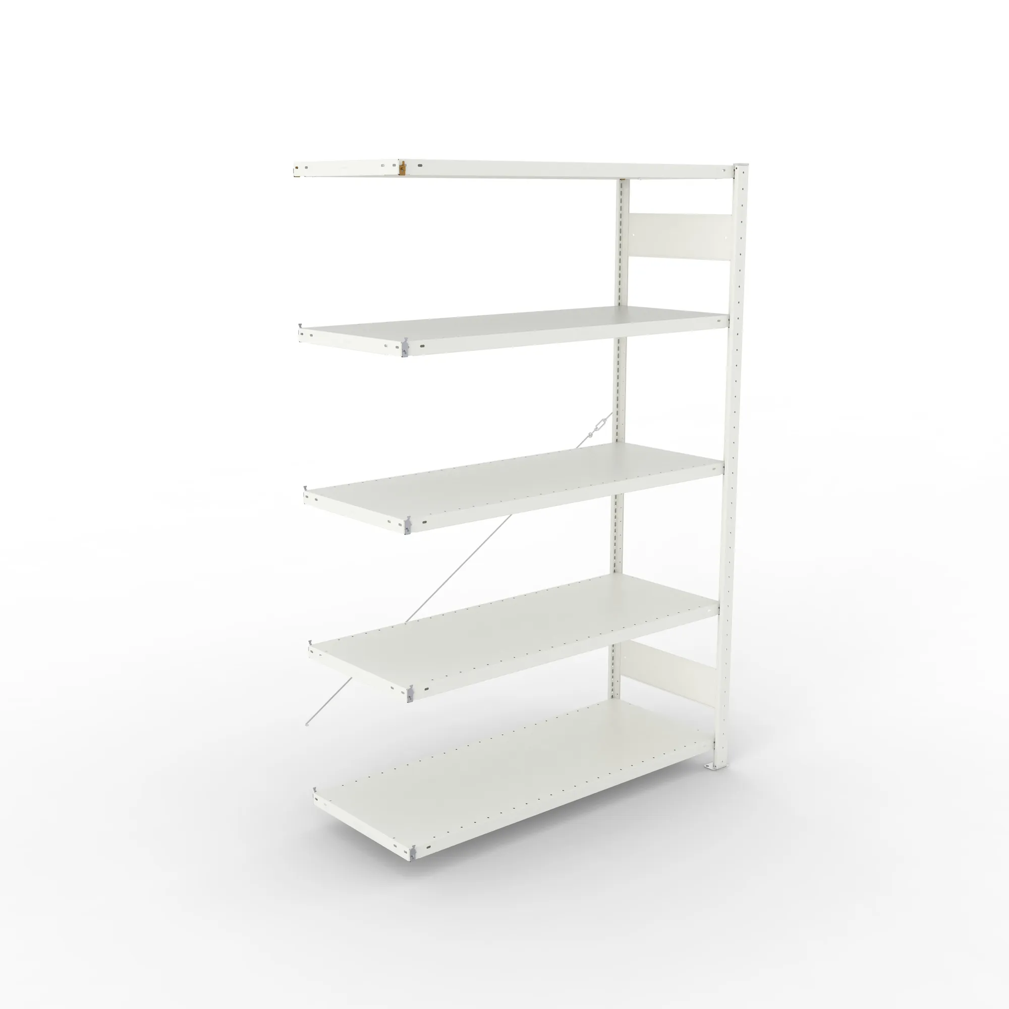 META CLIP, Fachbodenregal, Anbauregal, 2000 x 1300 x 500 mm, Fachlast 230 kg, 5 Ebenen, RAL 7035 – Ansicht von oben