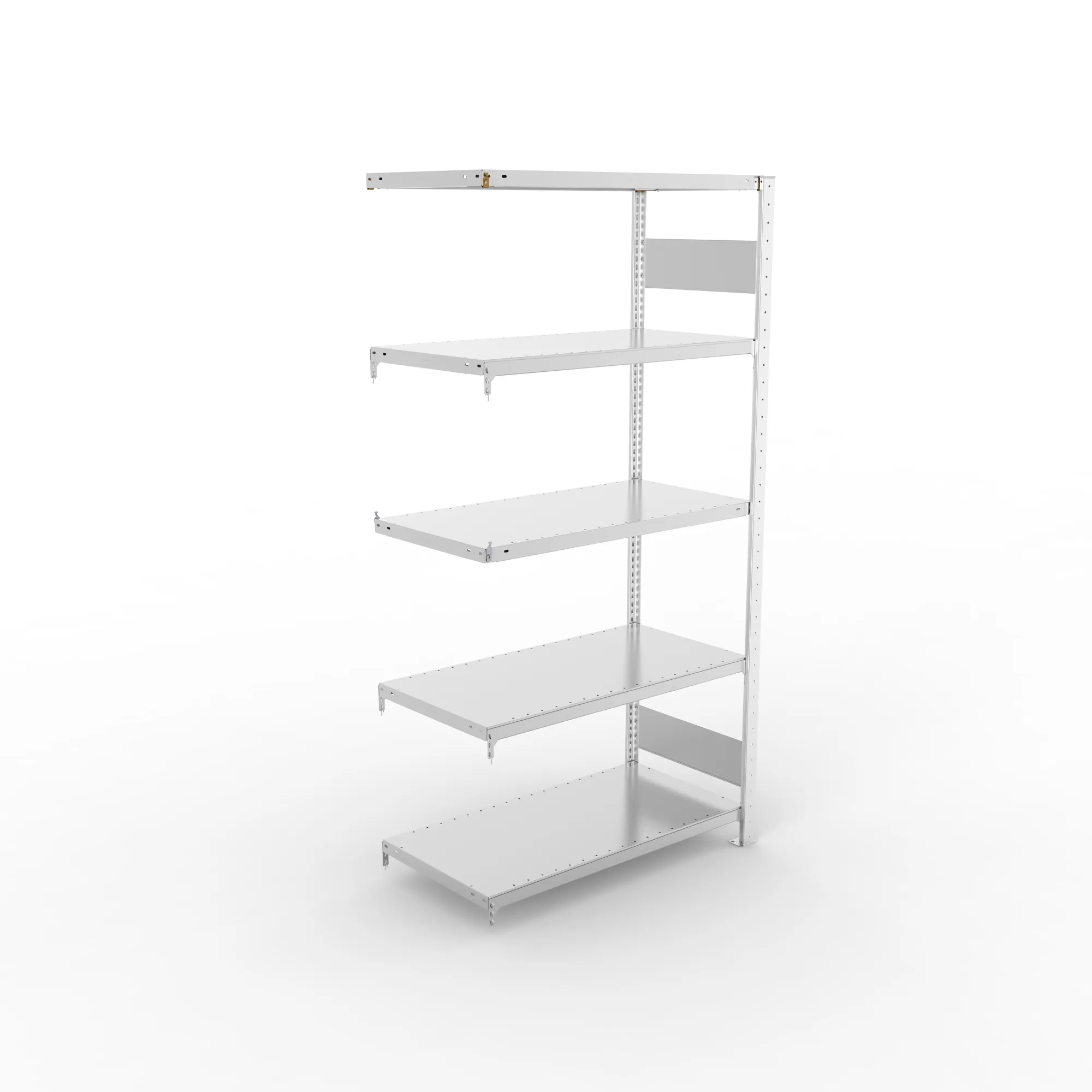 META CLIP S3, Fachbodenregal, Anbauregal, 2000 x 1000 x 500 mm, Fachlast 230 kg, 5 Ebenen, Längsriegel, verzinkt – Ansicht von oben