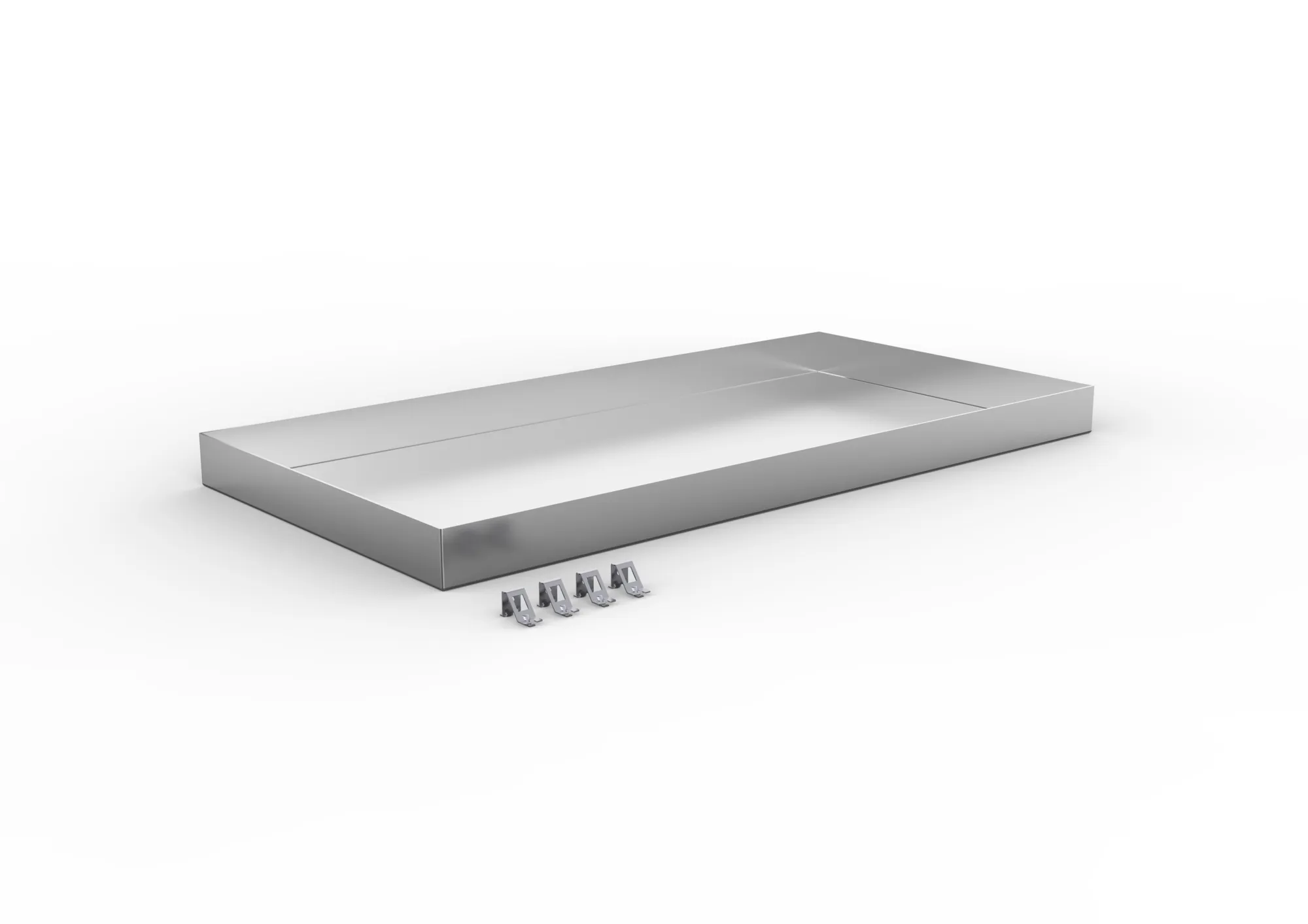 META CLIP, Zusatzebene Wannenboden 60 mm, 1000 x 500 mm, verzinkt – Ansicht in Blickhöhe