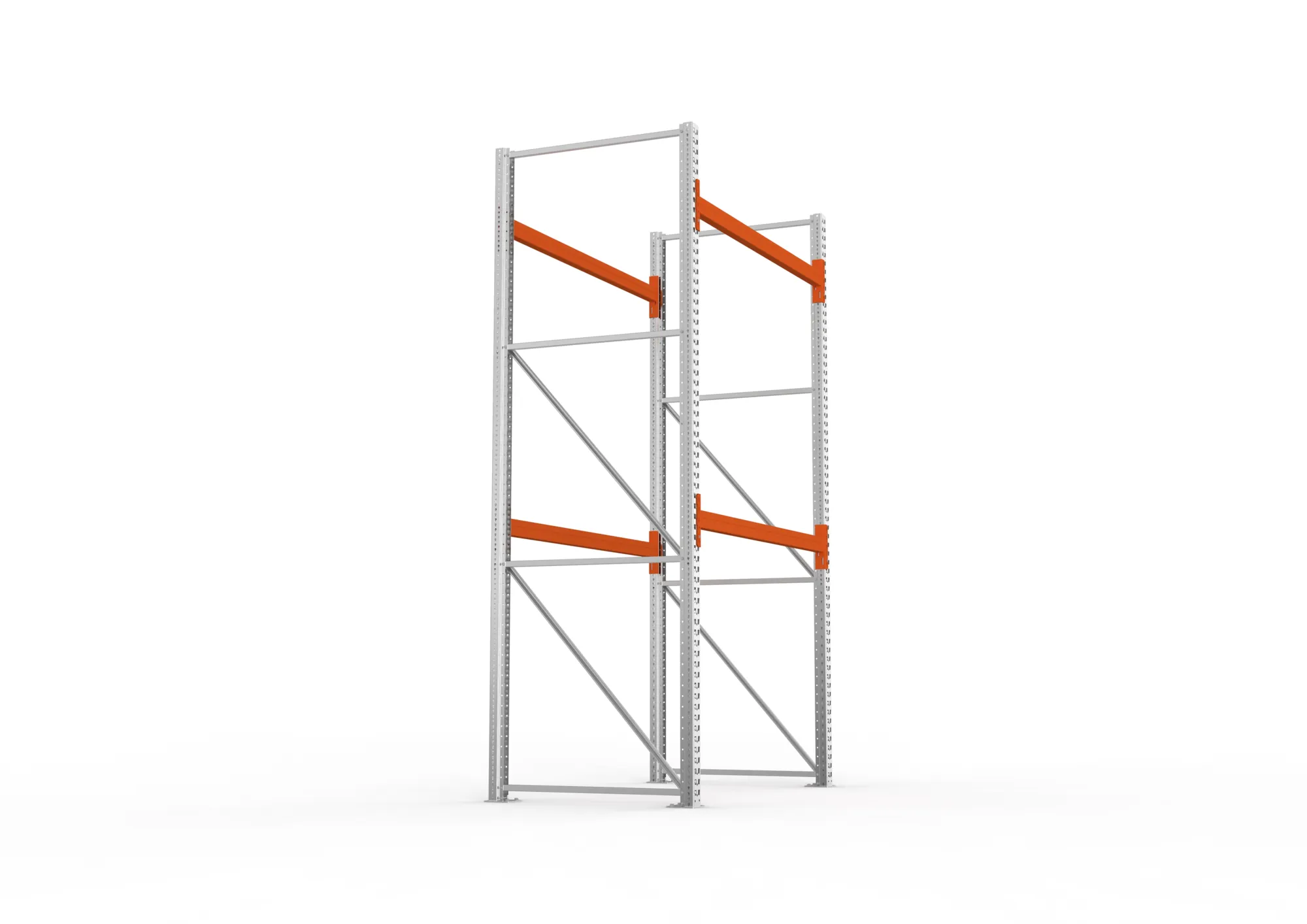 META MULTIPAL, Palettenregal, Grundregal, 3300 x 1825 x 1100 mm, Fachlast 1100 kg, 3 Ebenen, 6 Paletten, verzinkt – Seitenansicht