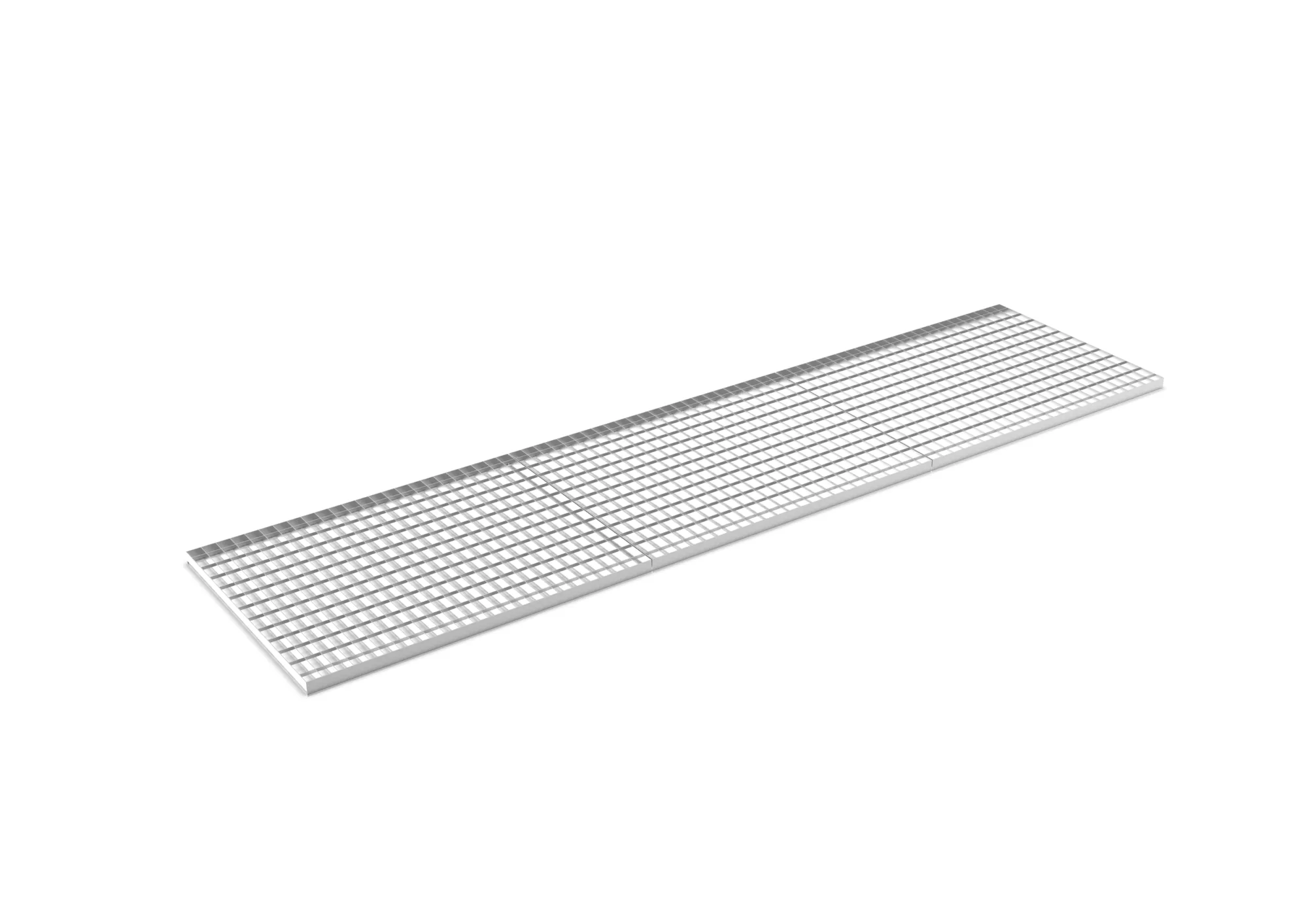 META MULTIPAL, Gitterrostboden aufgelegt, 3300 x 800 mm, 1000 kg/m², feuerverzinkt – Ansicht in Blickhöhe