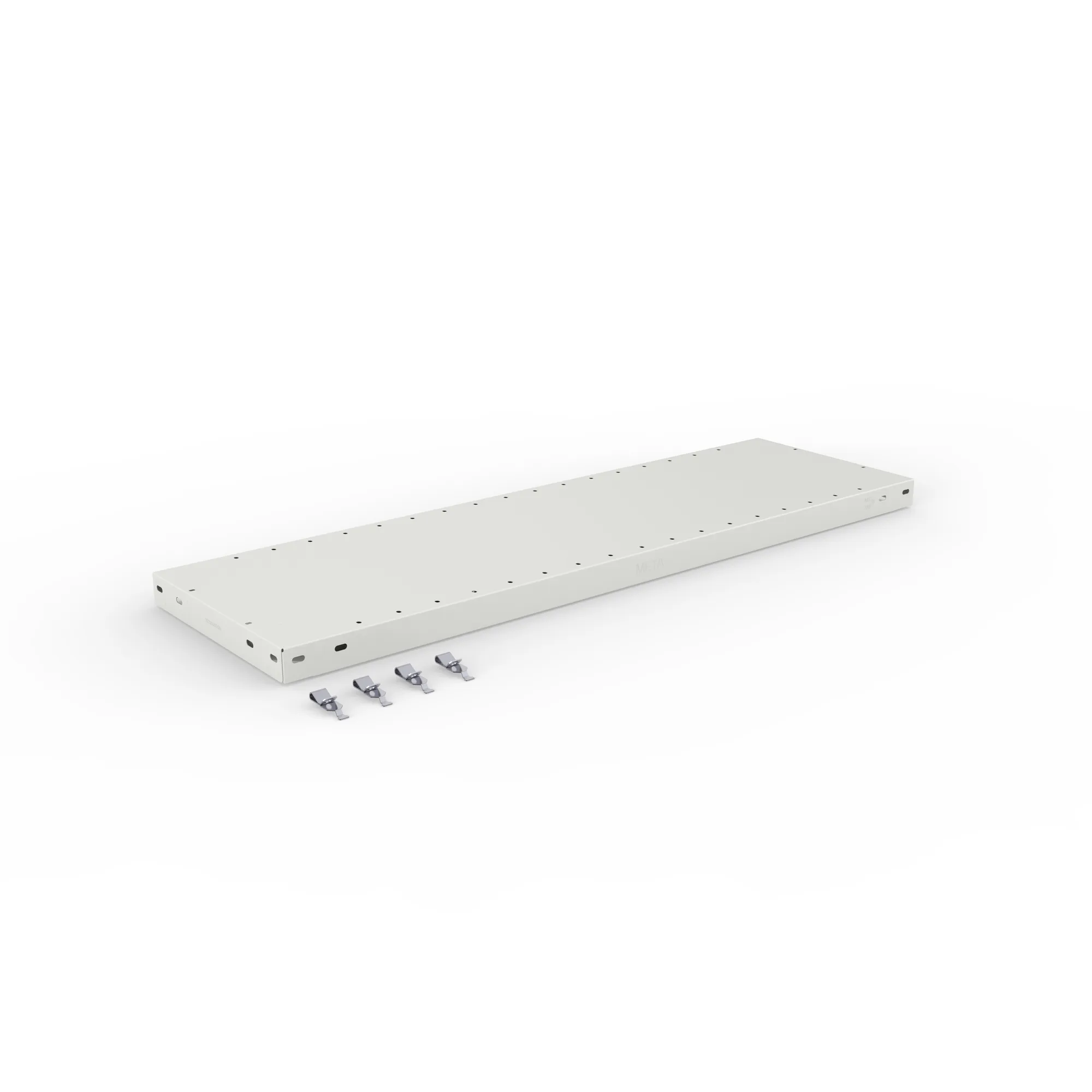 META CLIP, Zusatz-Fachboden, 1000 x 300 mm, 230 kg, RAL 7035 – Ansicht in Blickhöhe