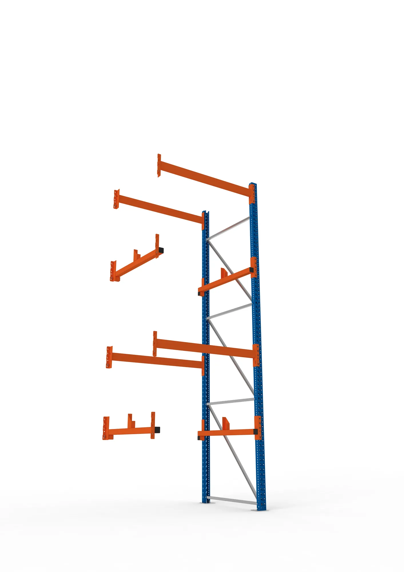 META MULTIPAL, Kabeltrommelregal, Anbauregal, 3800 x 1300 x 1100 mm, Feldlast 4000 kg, 2 Ebenen, Typ 1, RAL 5010 – Ansicht von unten