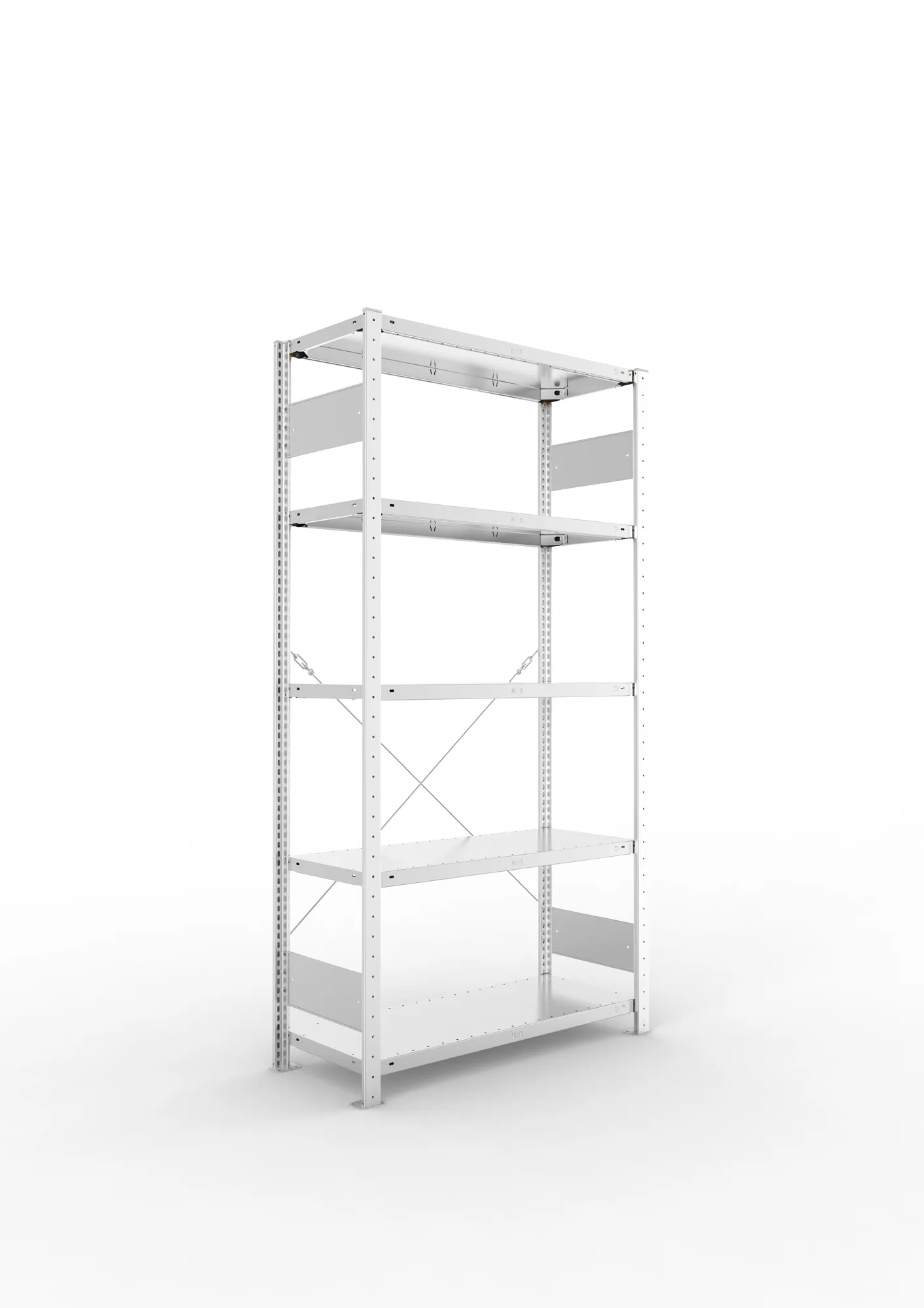 META CLIP S3, Fachbodenregal, Grundregal, 2000 x 1000 x 400 mm, Fachlast 150 kg, 5 Ebenen, verzinkt – Ansicht in Blickhöhe