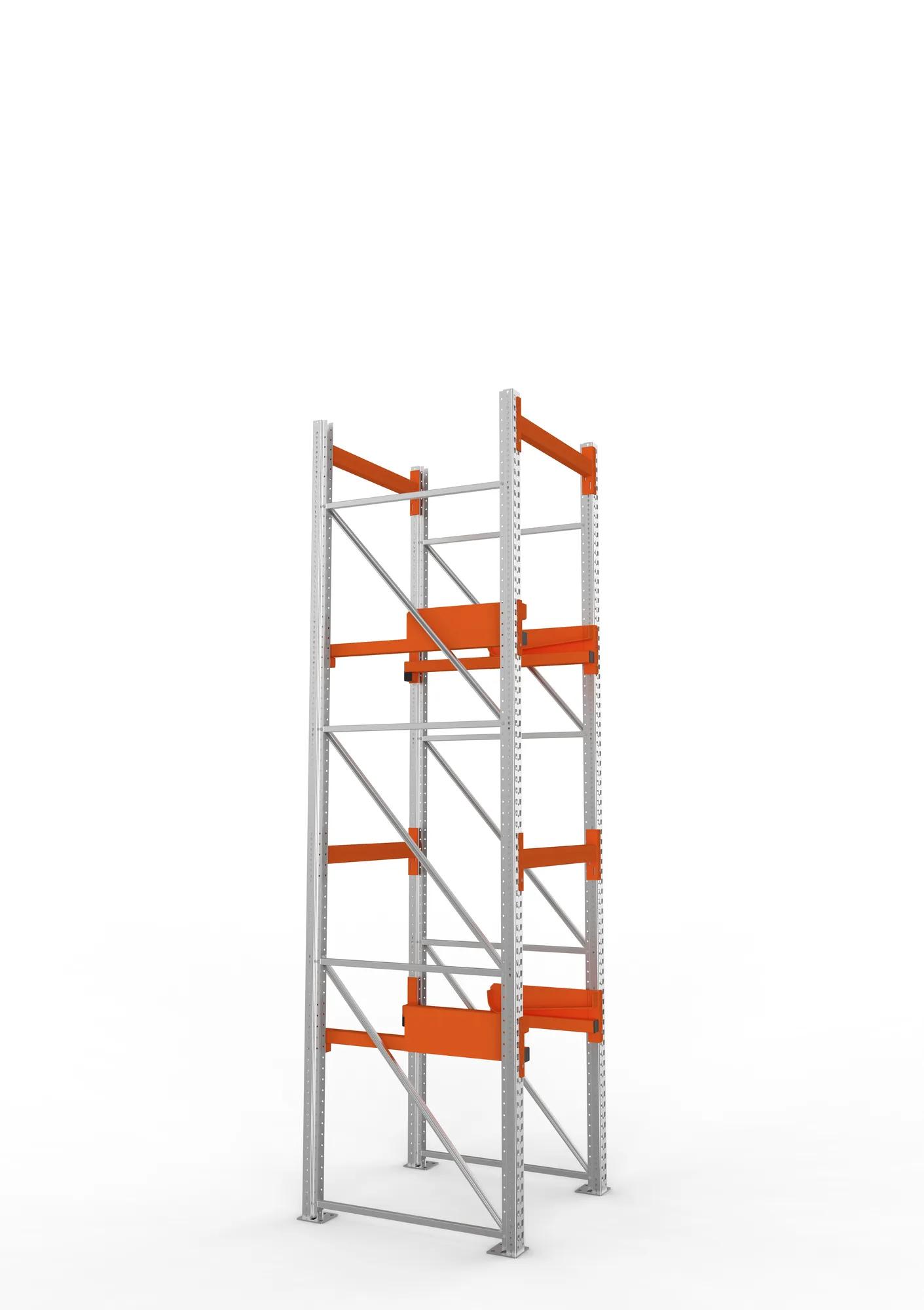 META MULTIPAL, Kabeltrommelregal, Grundregal, 3800 x 900 x 1100 mm, Feldlast 4000 kg, 2 Ebenen, Typ 2, verzinkt – Seitenansicht