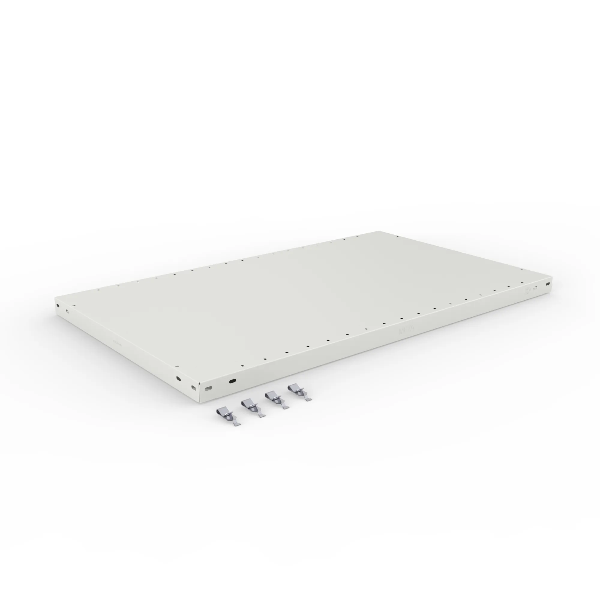 META CLIP, Zusatz-Fachboden, 1000 x 600 mm, 230 kg, RAL 7035 – Ansicht in Blickhöhe