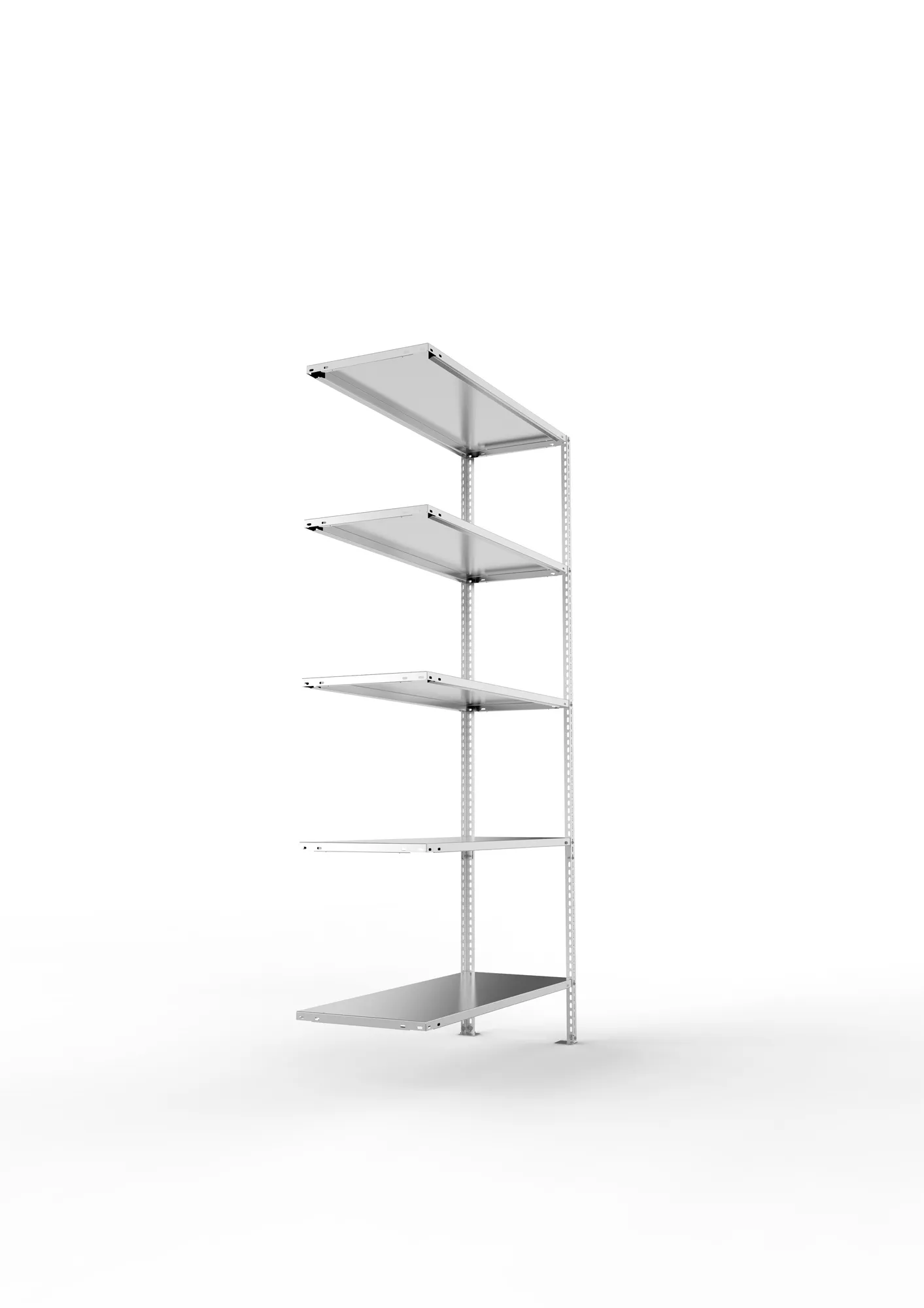META FIX, Fachbodenregal, Anbauregal, 2000 x 1000 x 400 mm, Fachlast 80 kg, 5 Ebenen, verzinkt – Seitenansicht