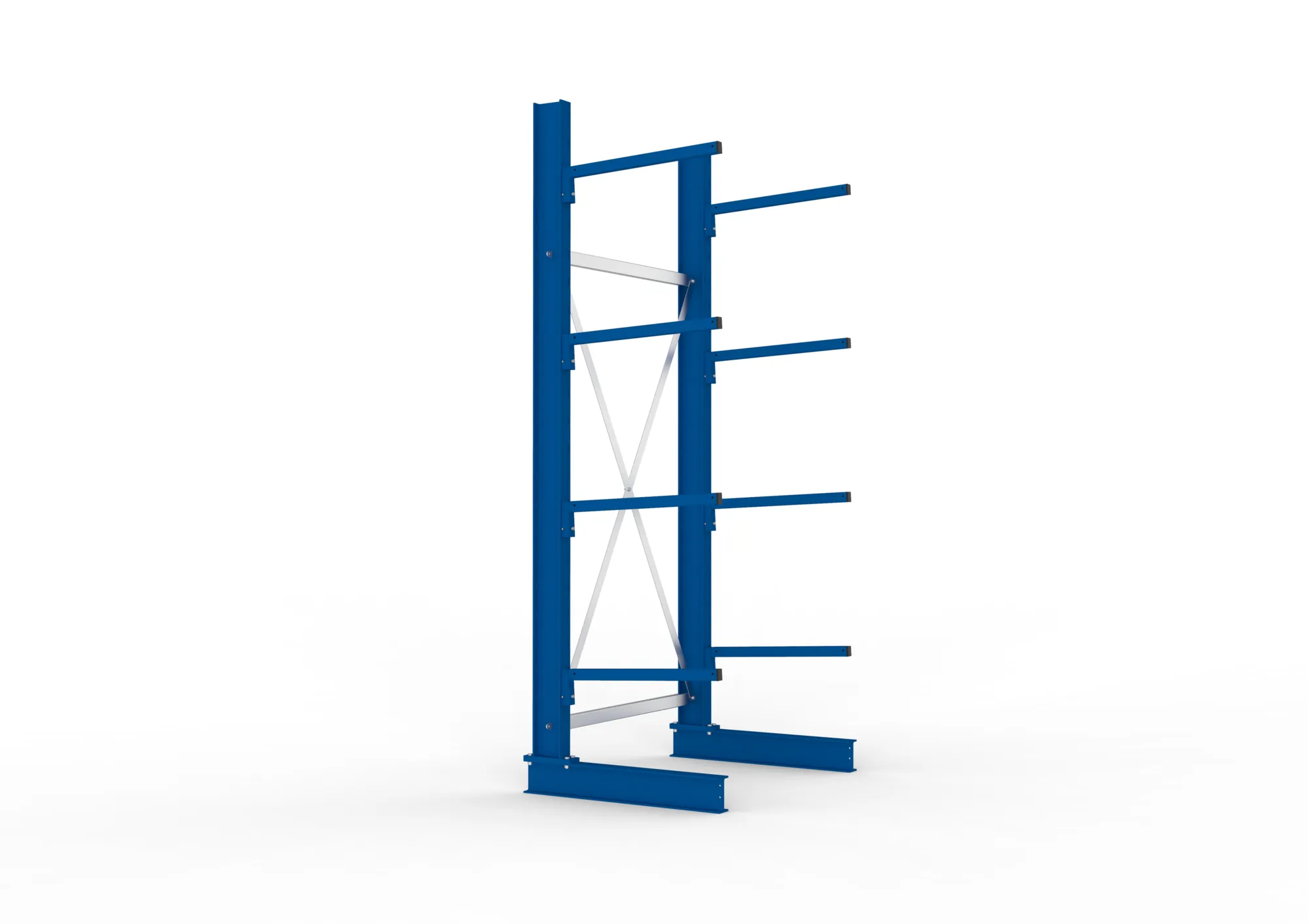 META MULTISTRONG L, Kragarmregal, Grundregal, 2500 x 1000 x 600 mm, Armlast 140 kg, einseitig, 4+1 Ebenen – Seitenansicht