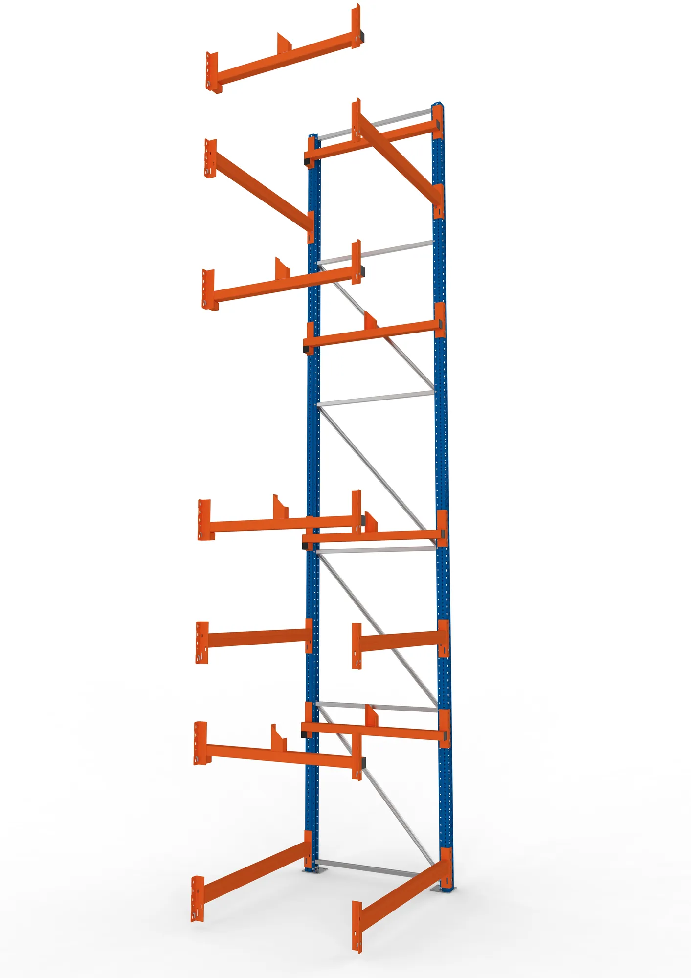 META MULTIPAL, Kabeltrommelregal, Anbauregal, 5500 x 1300 x 1100 mm, Feldlast 5500 kg, 2 Ebenen, Typ 1, RAL 5010 – Seitenansicht