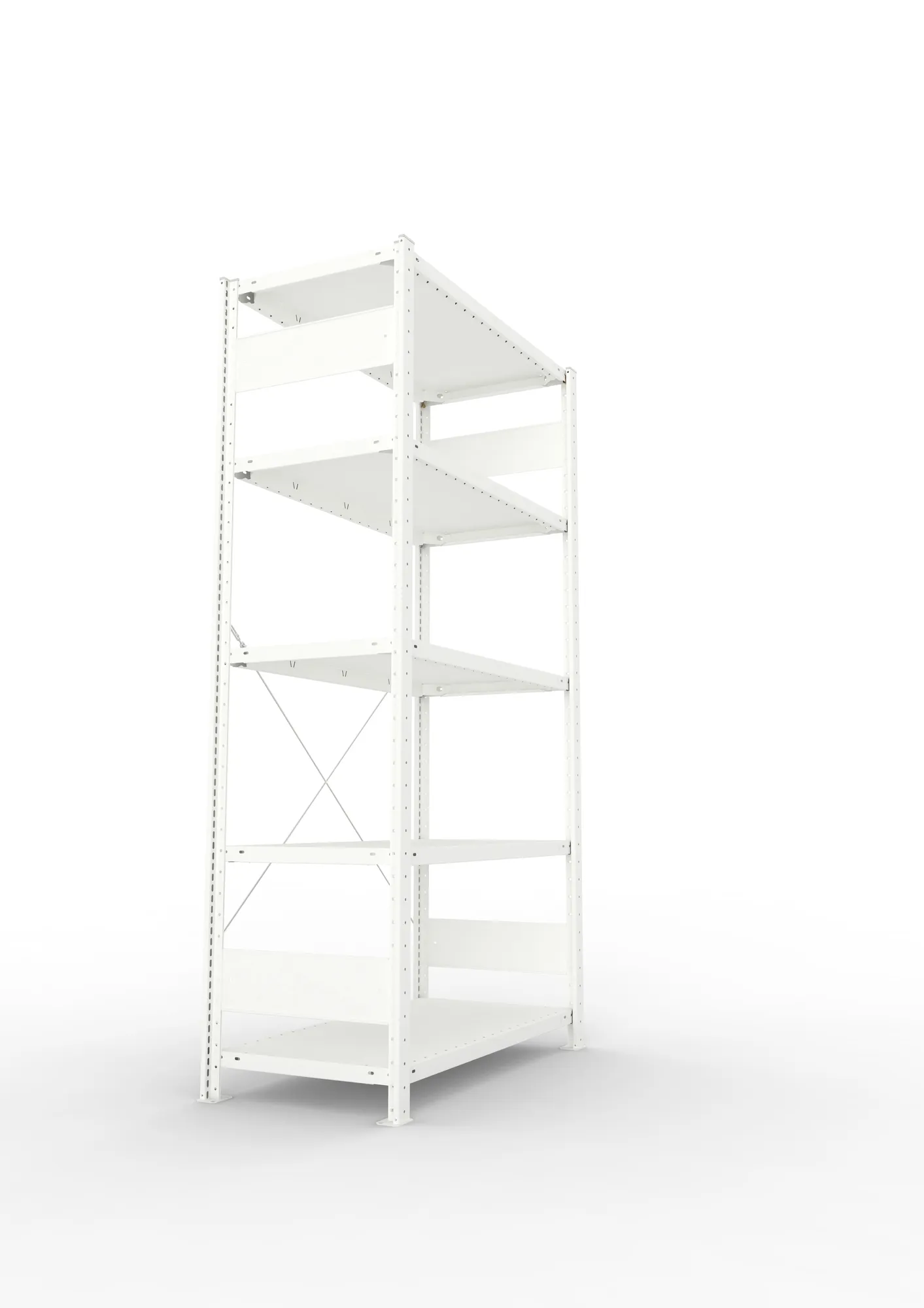 META CLIP, Fachbodenregal, Grundregal, 2000 x 1000 x 500 mm, Fachlast 150 kg, 5 Ebenen, RAL 7035 – Seitenansicht