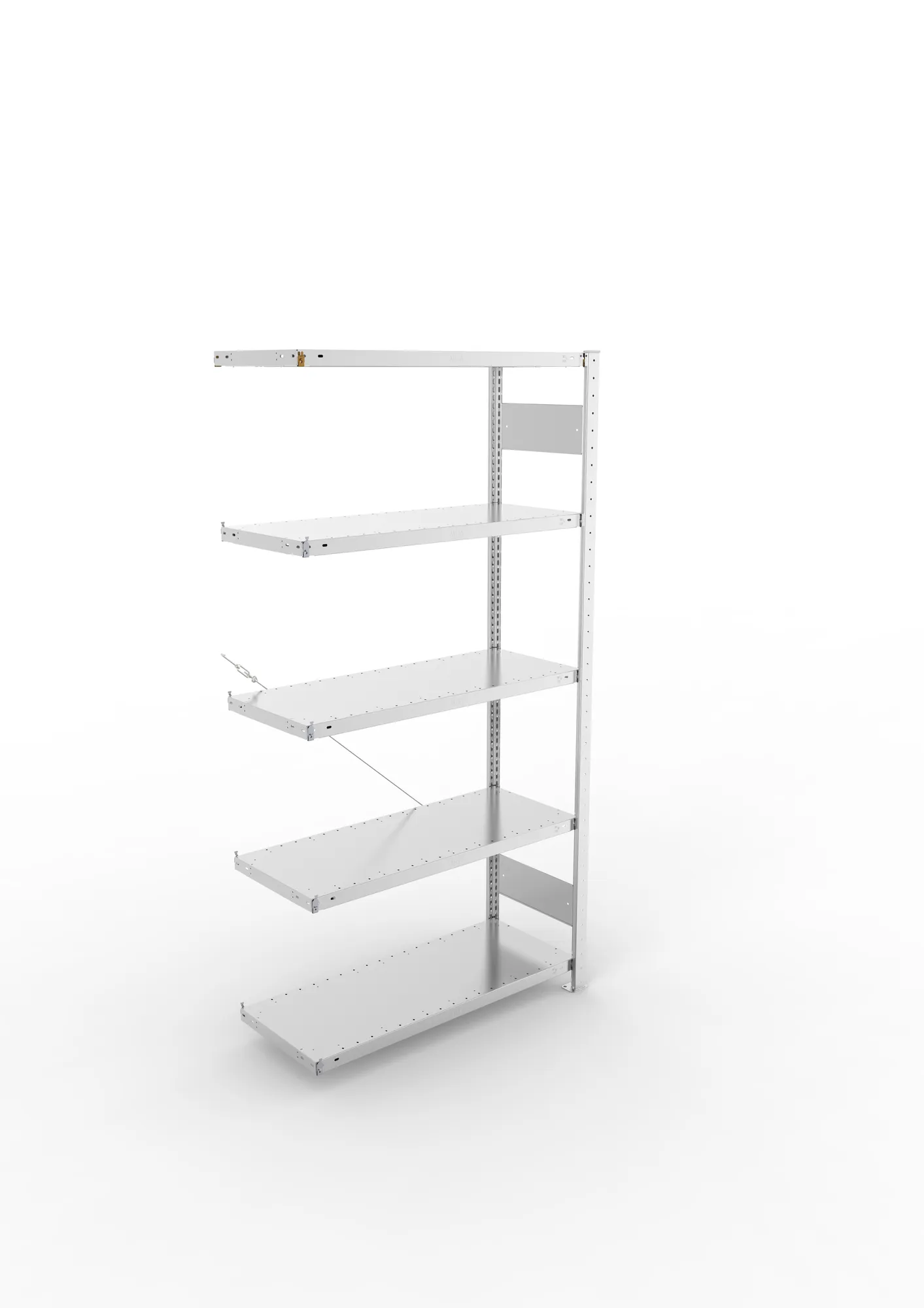 META CLIP, Fachbodenregal, Anbauregal, 2000 x 1000 x 400 mm, Fachlast 330 kg, 5 Ebenen, verzinkt – Ansicht von oben