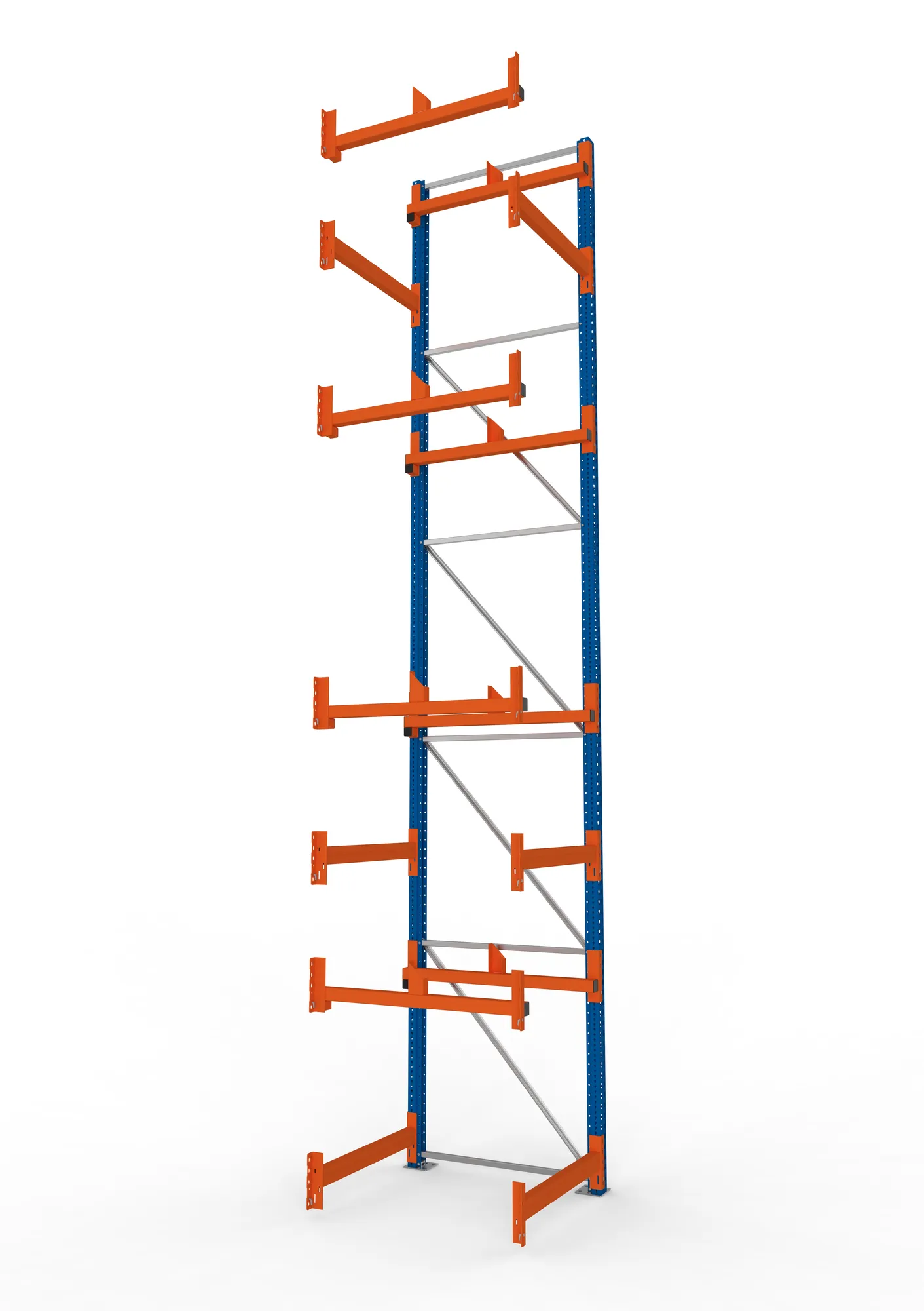 META MULTIPAL, Kabeltrommelregal, Anbauregal, 5500 x 900 x 1100 mm, Feldlast 5500 kg, 2 Ebenen, Typ 1, RAL 5010 – Seitenansicht