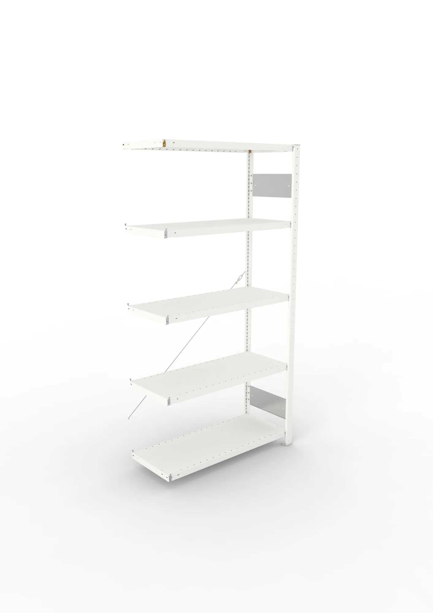 META CLIP S3, Fachbodenregal, Anbauregal, 2000 x 1000 x 400 mm, Fachlast 230 kg, 5 Ebenen, RAL 7035 – Ansicht von oben