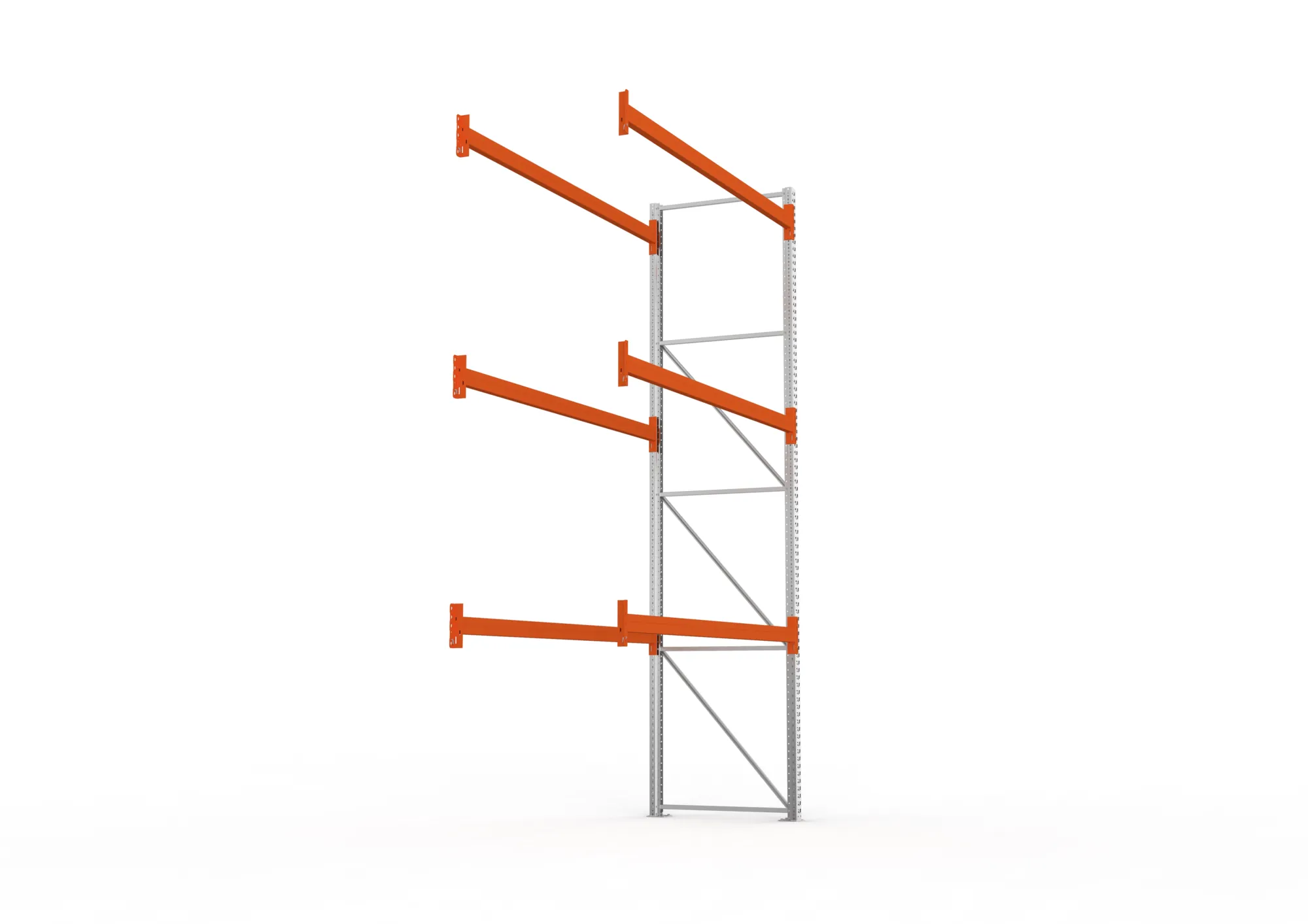 META MULTIPAL, Palettenregal, Anbauregal, 4400 x 2700 x 1100 mm, Fachlast 780 kg, 4 Ebenen, 12 Paletten, verzinkt – Seitenansicht
