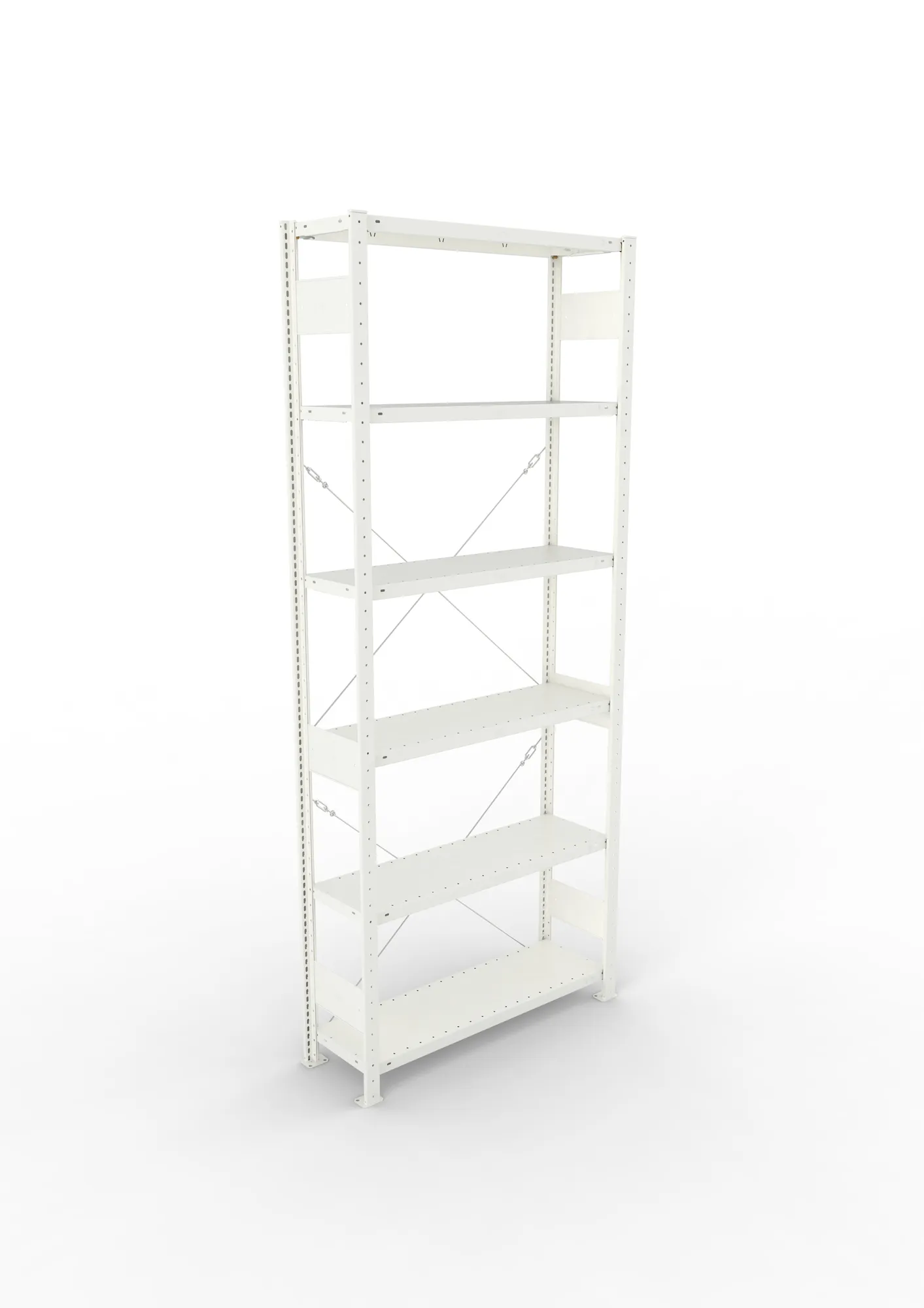 META CLIP, Fachbodenregal, Grundregal, 2500 x 1000 x 300 mm, Fachlast 150 kg, 6 Ebenen, RAL 7035 – Ansicht von oben