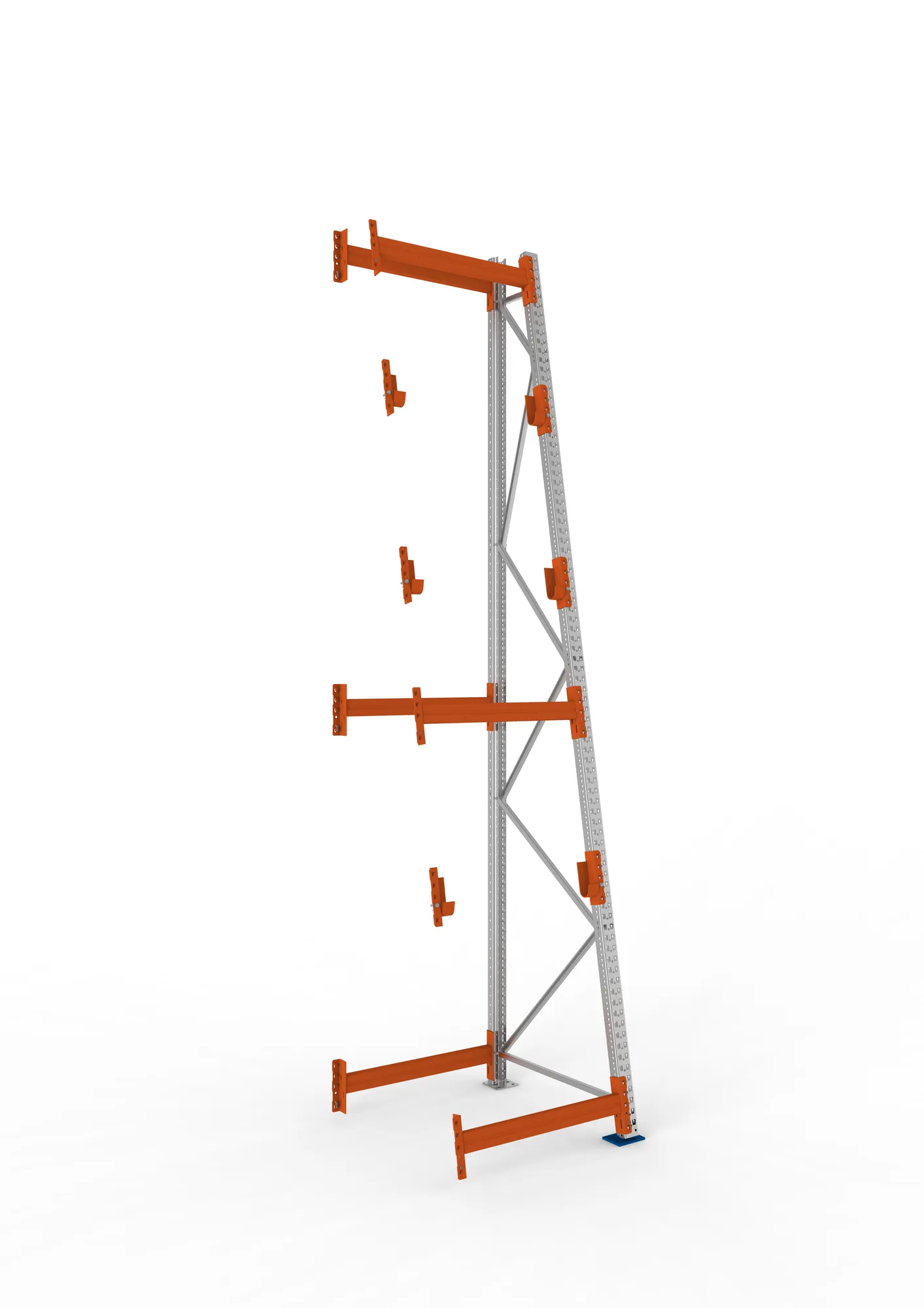 META MULTIPAL, Kabeltrommelregal, Anbauregal, 4400 x 900 x 1100 mm, Feldlast 2250 kg, 3 Ebenen, Typ 3/A-Ständer, verzinkt – Ansicht in Blickhöhe