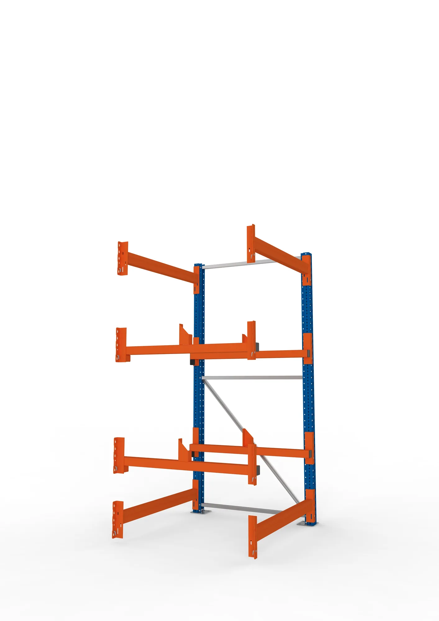 META MULTIPAL, Kabeltrommelregal, Anbauregal, 2200 x 1100 x 1100 mm, Feldlast 4000 kg, 2 Ebenen, Typ 1, RAL 5010 – Seitenansicht