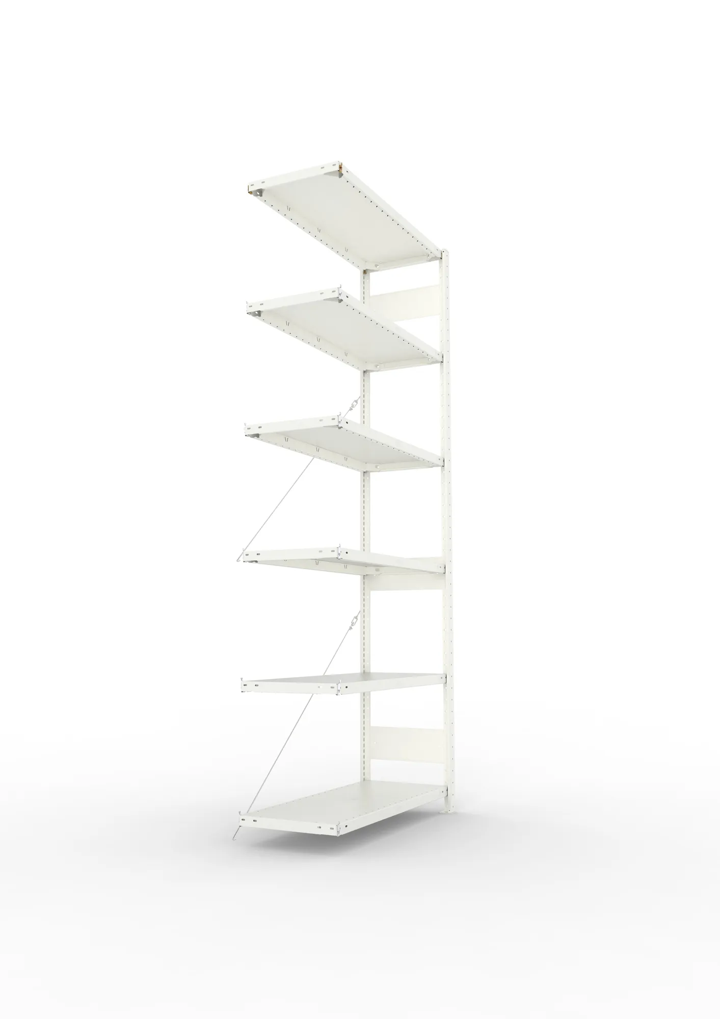 META CLIP, Fachbodenregal, Anbauregal, 2500 x 1000 x 400 mm, Fachlast 150 kg, 6 Ebenen, RAL 7035 – Seitenansicht